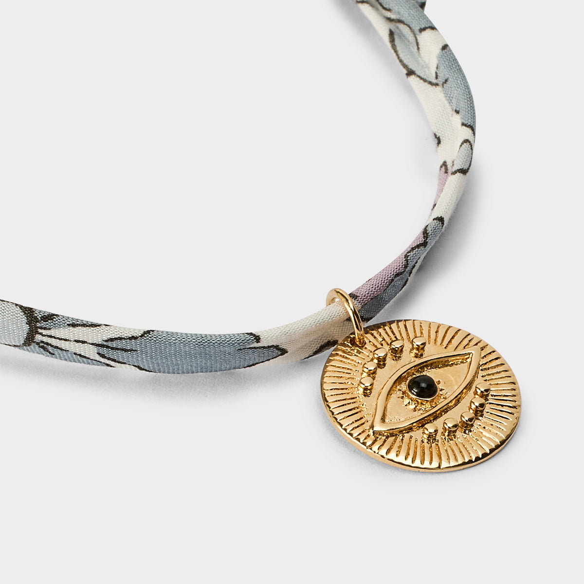 Bracelet gris-gris Œil sur cordon Liberty plaqué or