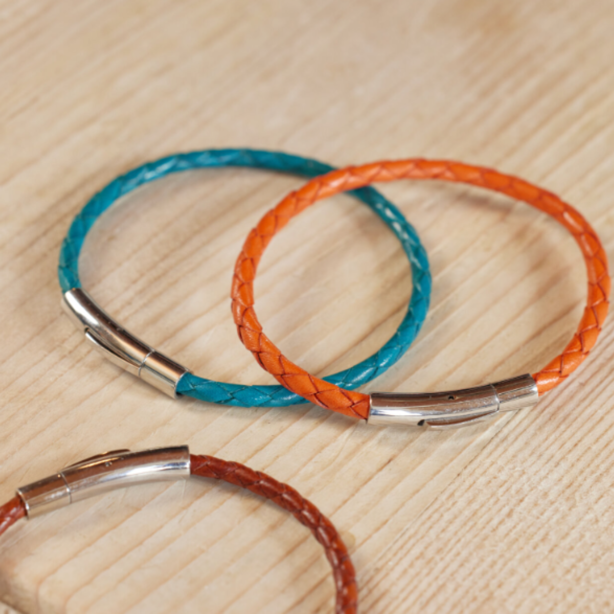 Bracelet homme les Cyclades turquoise, orange et camel
