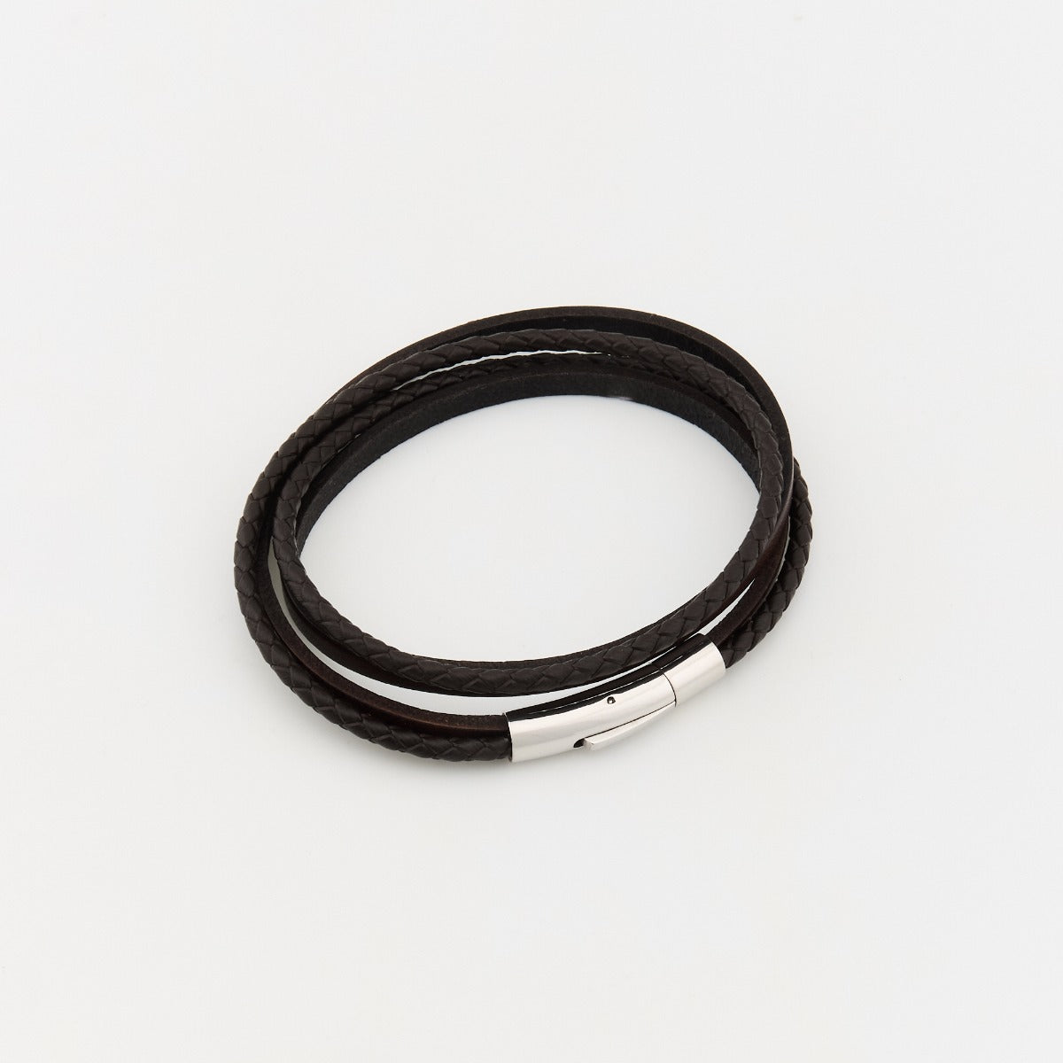 Bracelet le Tressé en cuir véritable noir pour homme