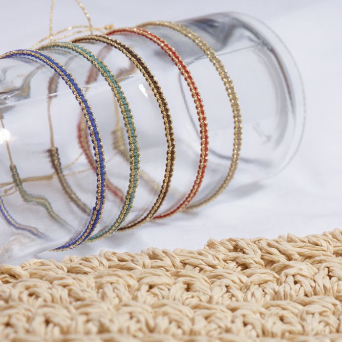 Bracelets tissés pailletés fil or