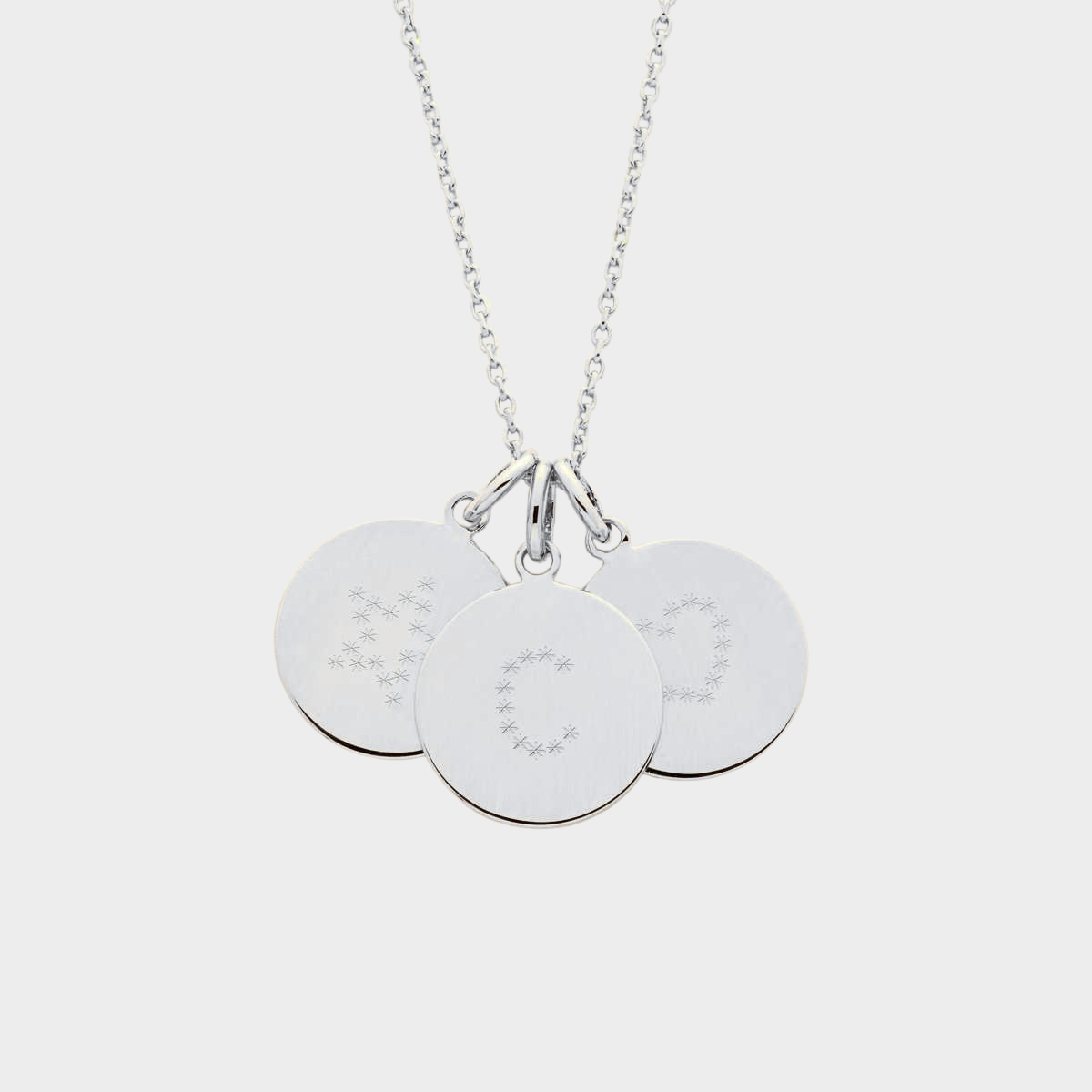 Collier 1 à 4 pendentifs médaille argent gravure initiale étoilée