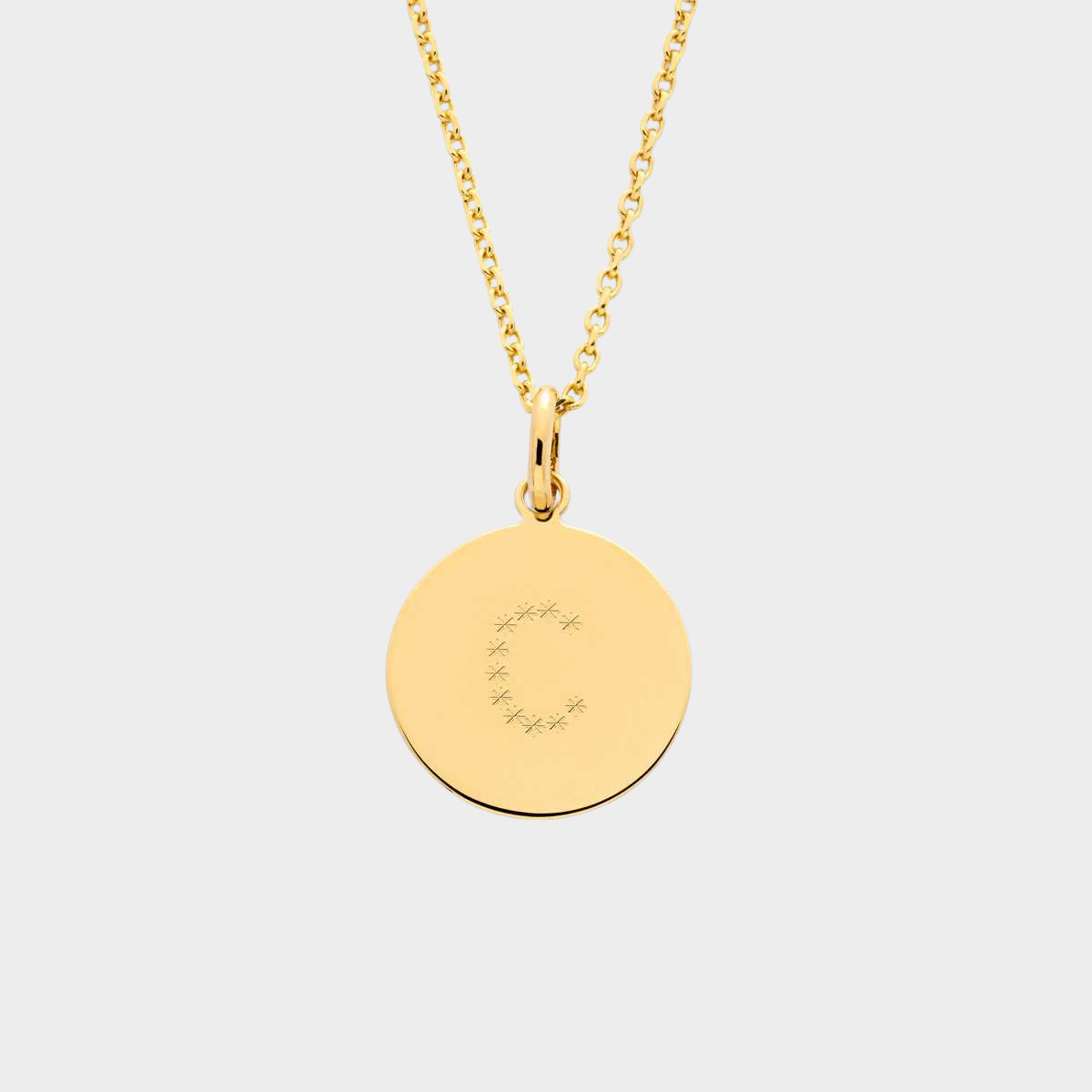 Collier 1 à 4 pendentifs médaille plaqué or gravure initiale étoilée