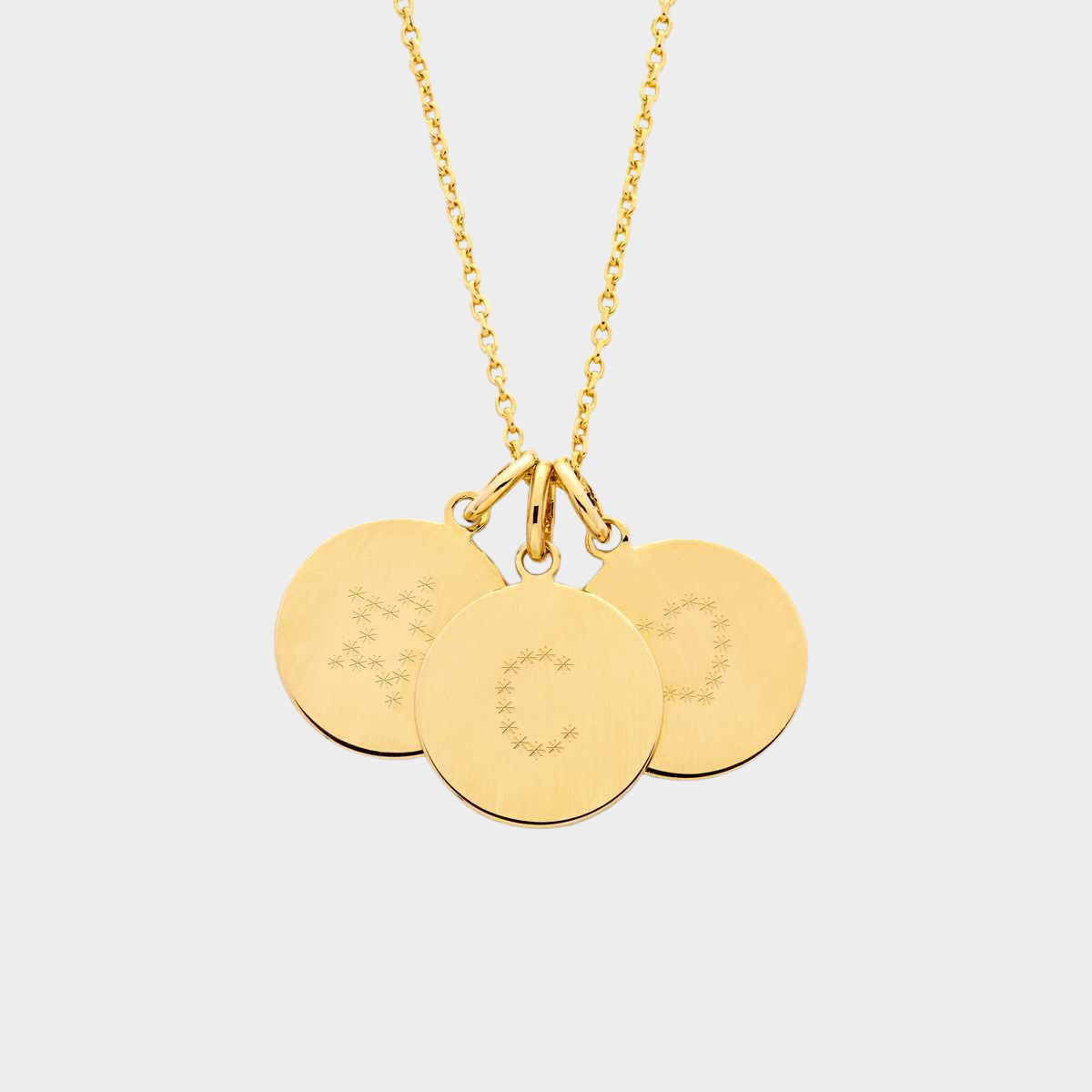 Collier 1 à 4 pendentifs médaille plaqué or gravure initiale étoilée