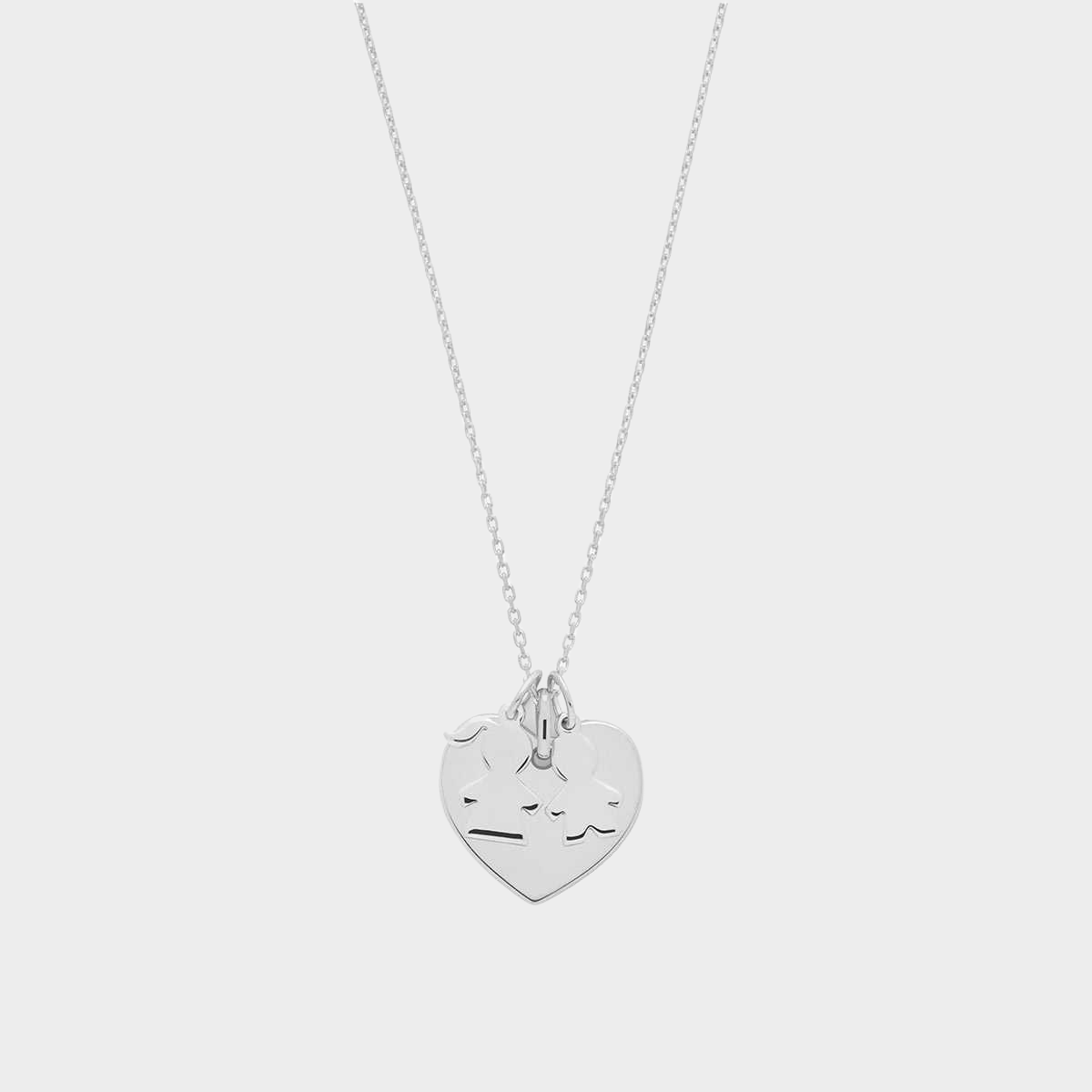 Collier 1 breloque et 2 mini breloques sur chaîne forçat argent