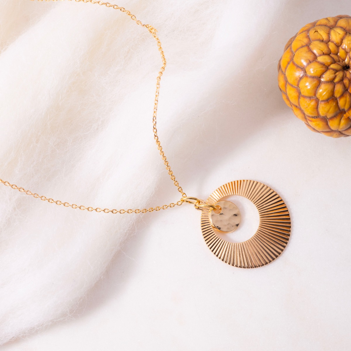 Collier Eclipse et mini rond martelé