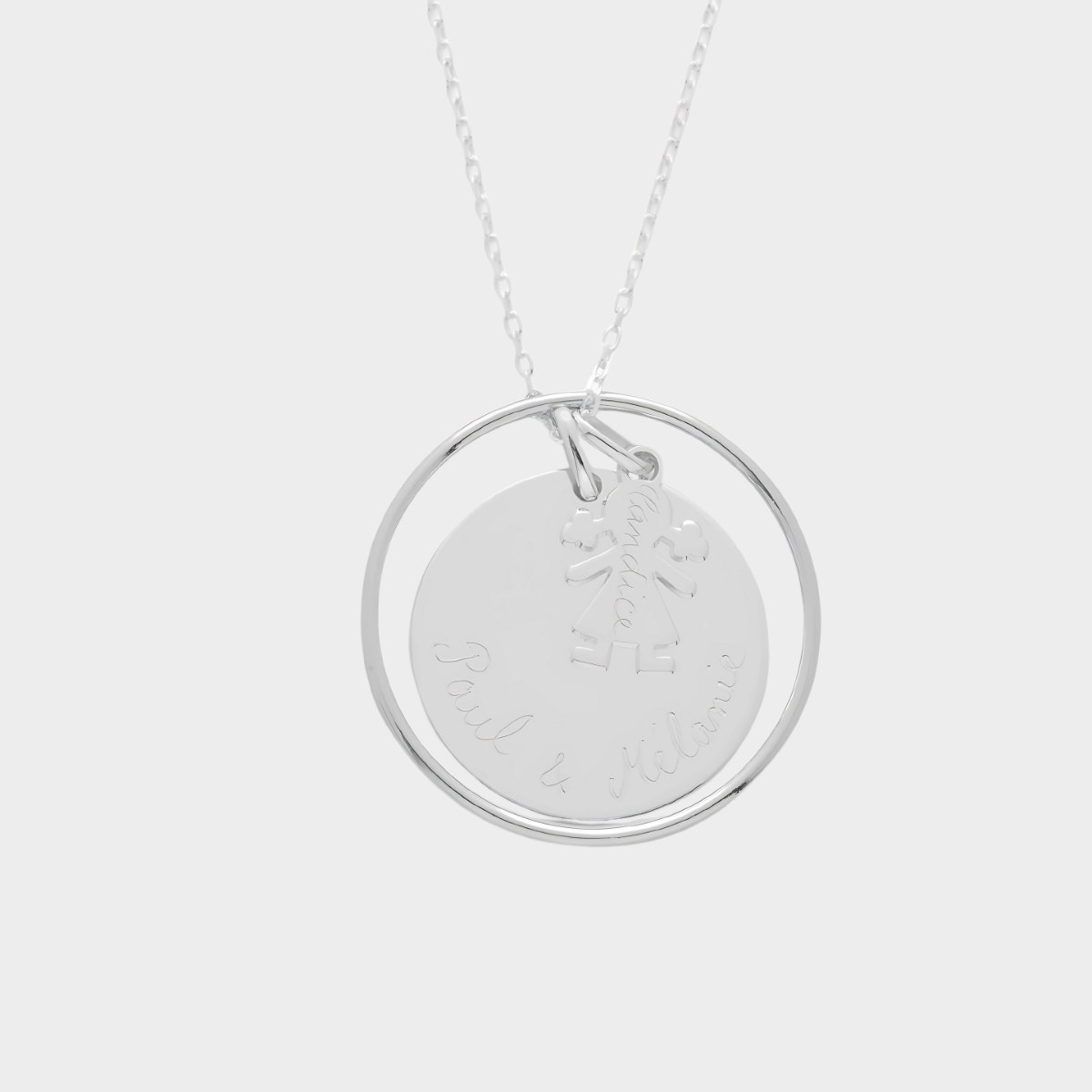 Collier Ellipse et mini breloque argent