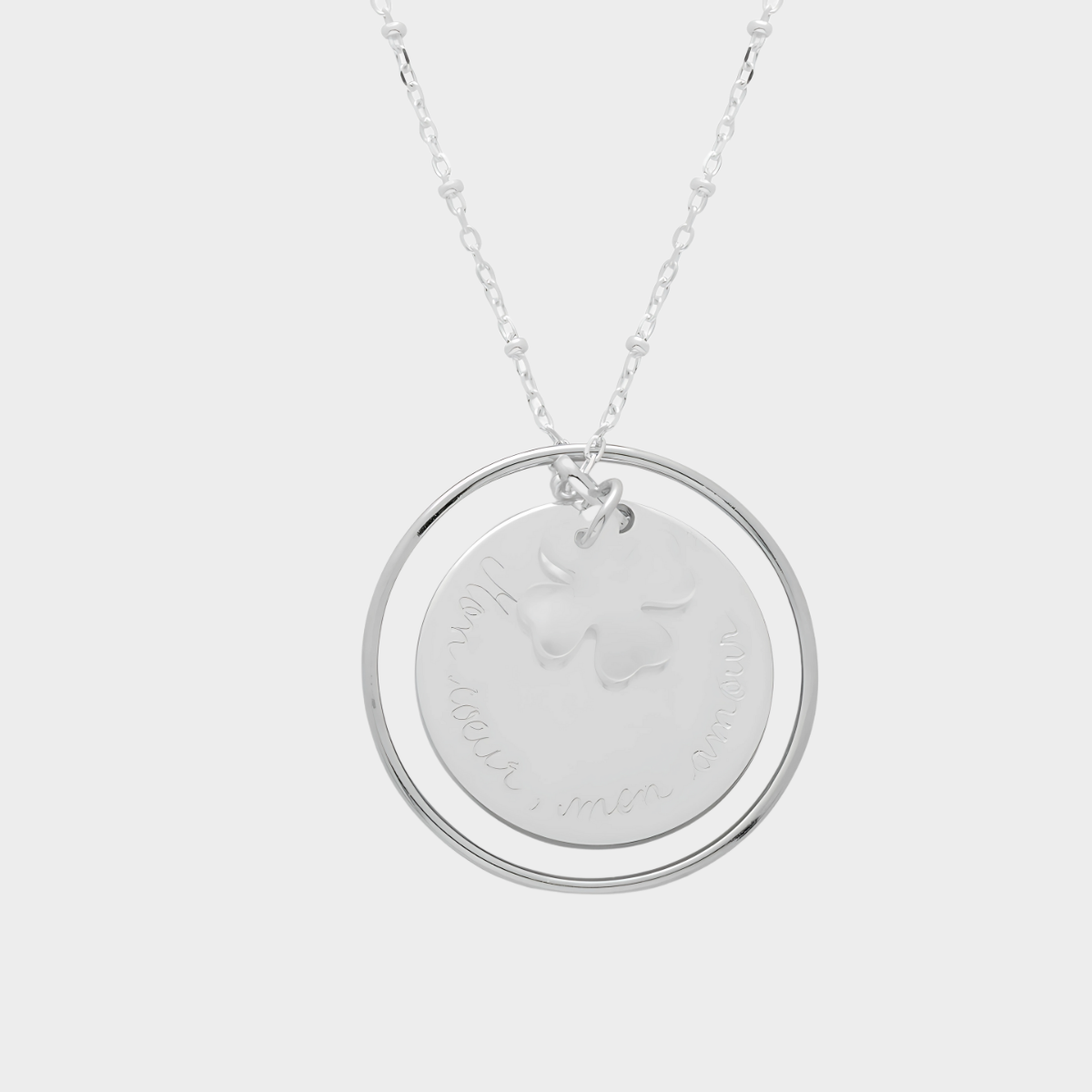 Collier Ellipse et mini breloque argent