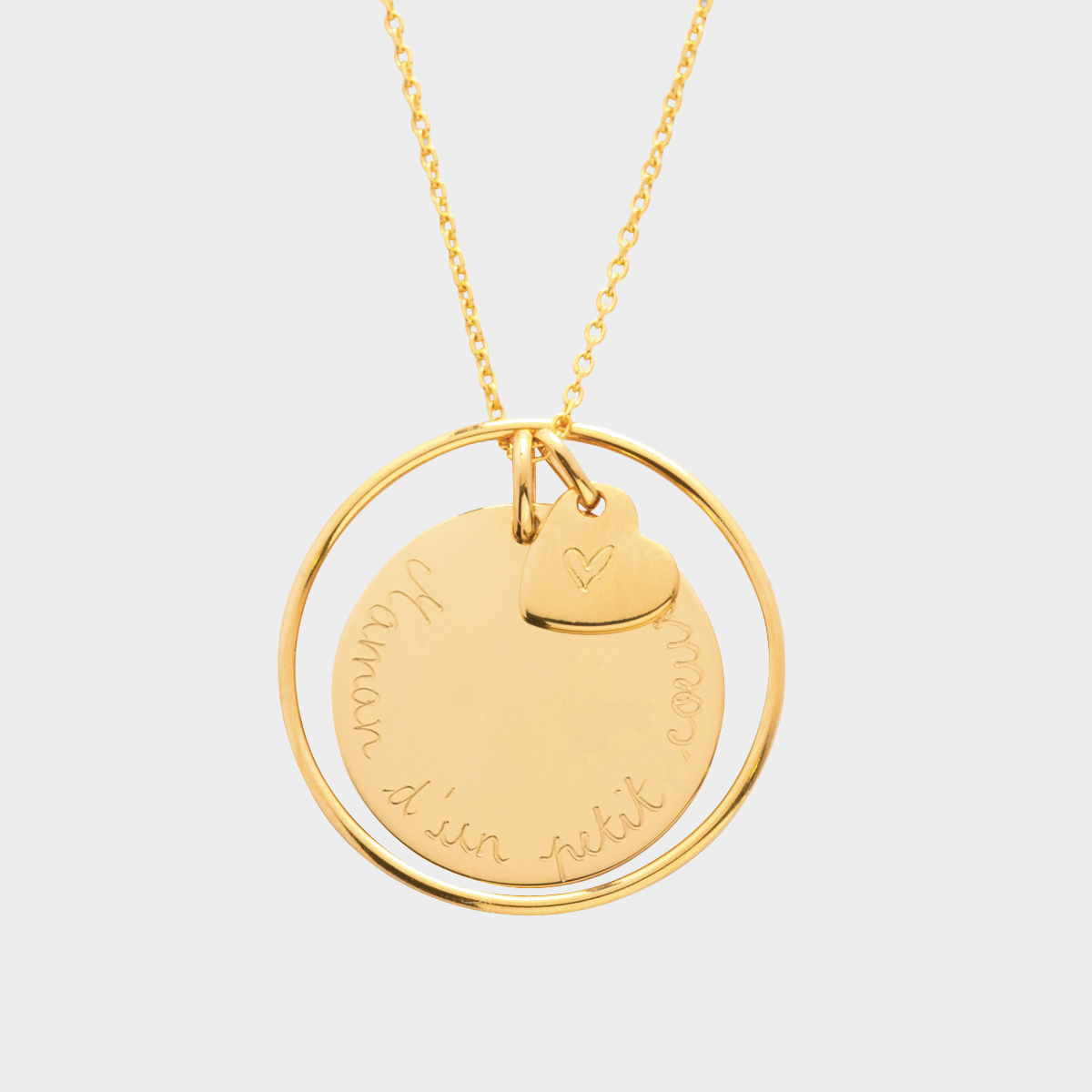 Collier Ellipse et mini breloque plaqué or