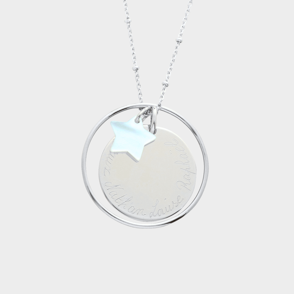 Collier Ellipse et nacre fine argent