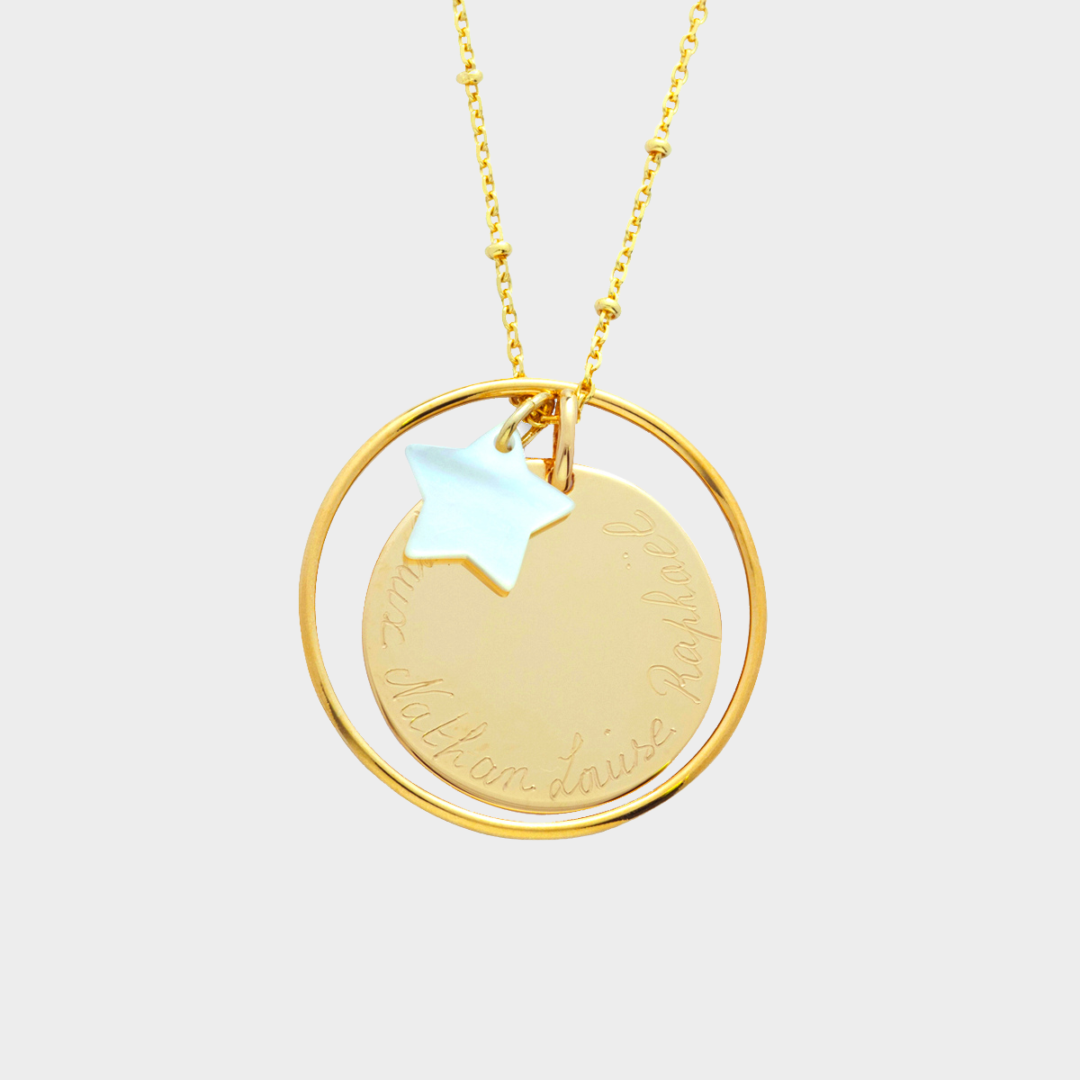 Collier Ellipse et nacre fine plaqué or