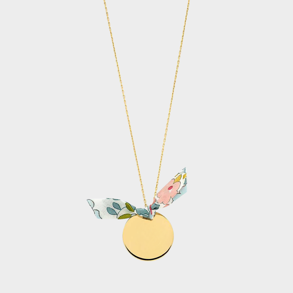 Collier grande médaille dessin et prénom sur chaîne plaqué or