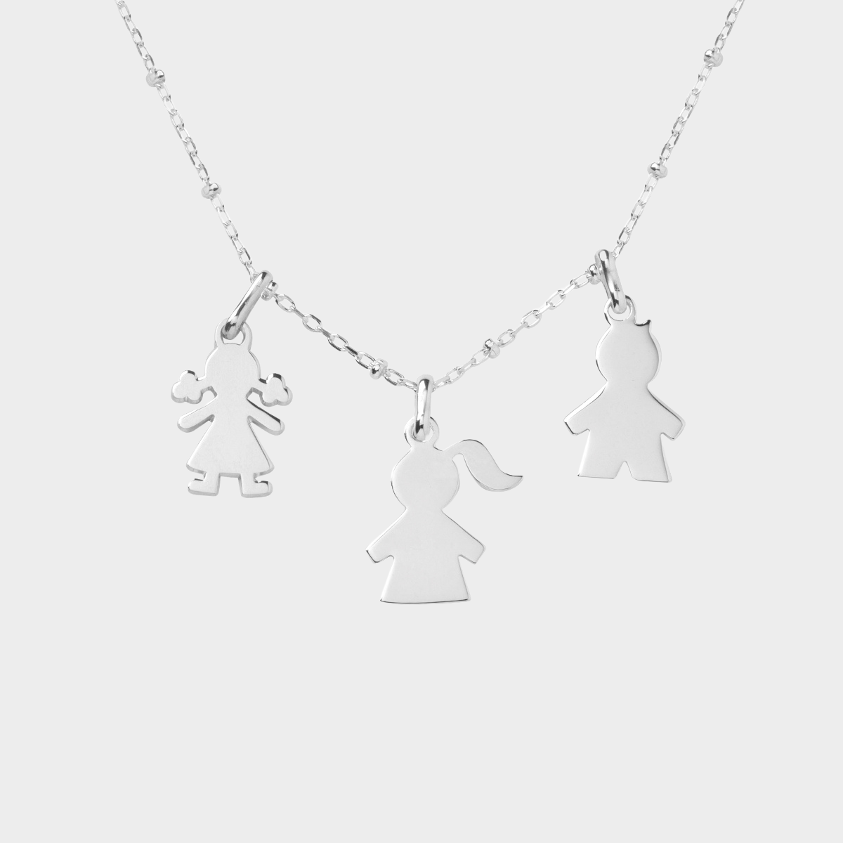 Collier mini breloques à composer sur chaîne maille perlée argent