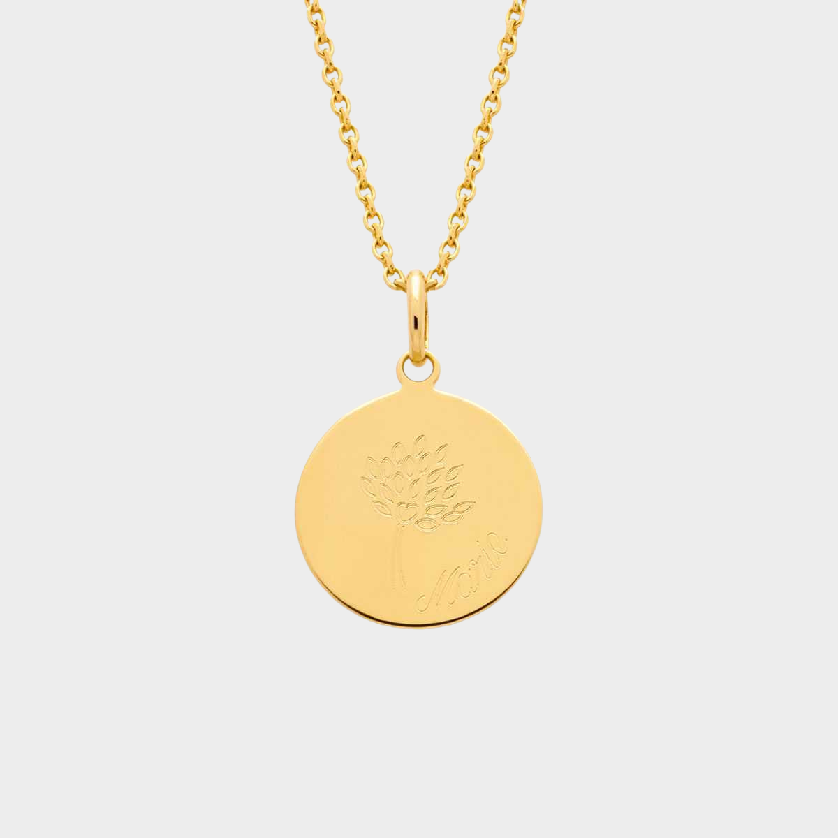 Collier prénom et arbre de famille sur chaîne maille forçat