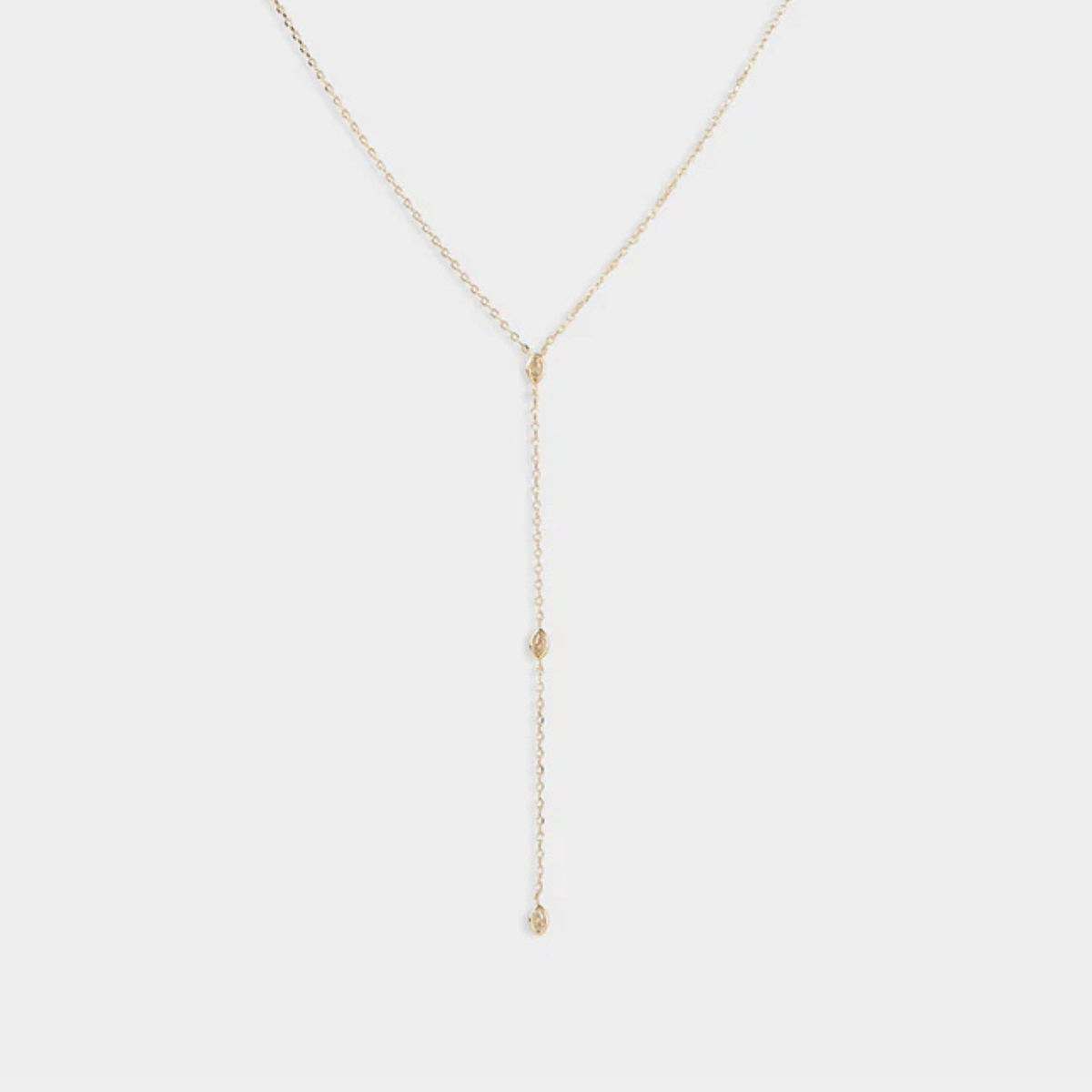 Collier cravate trio de gouttes zircons plaqué or