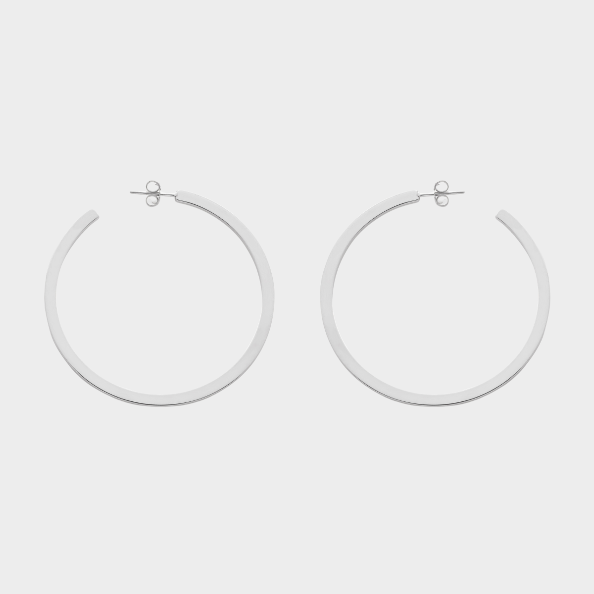 Créoles plates argent 3,4 cm