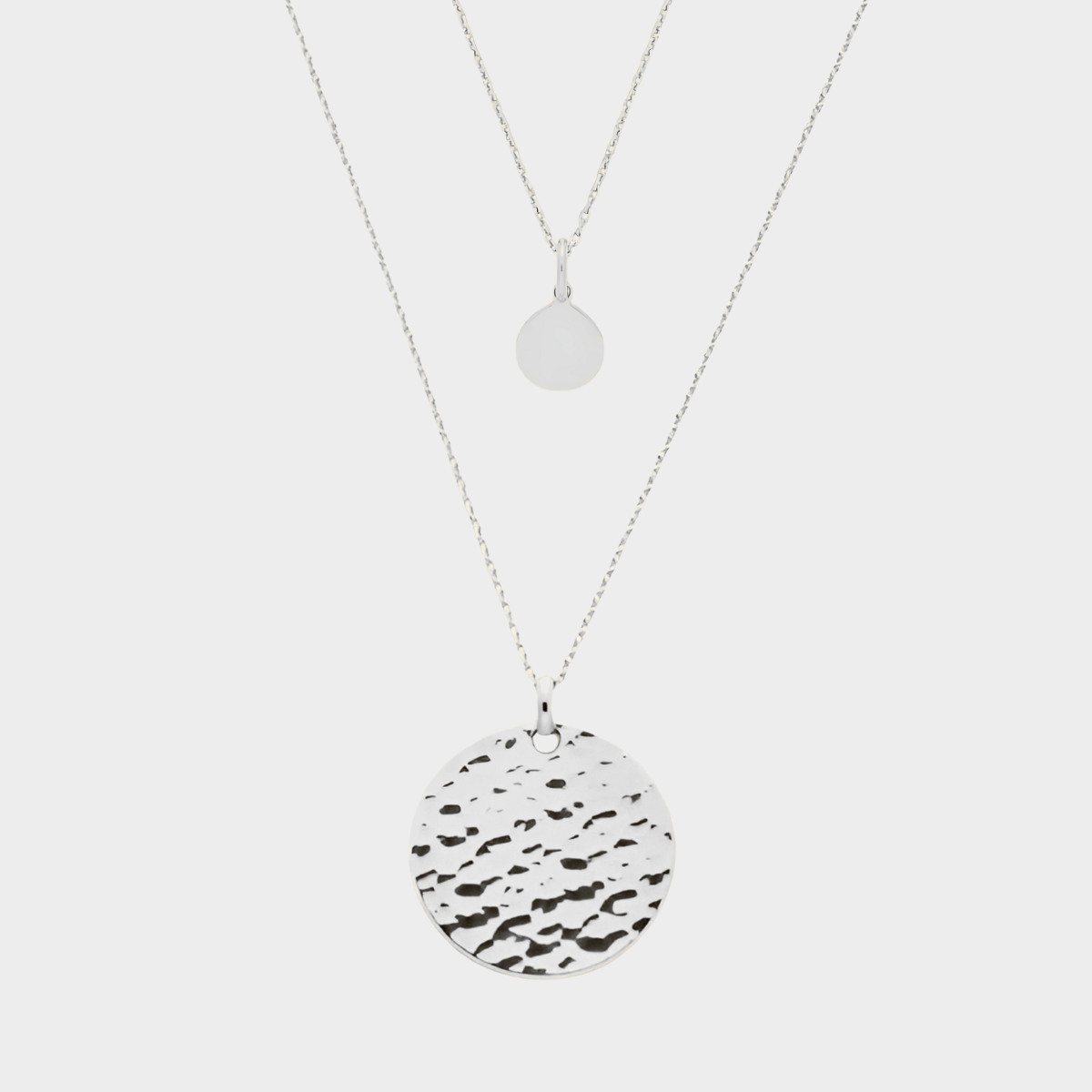 Duo de médaille martelée et mini rond argent