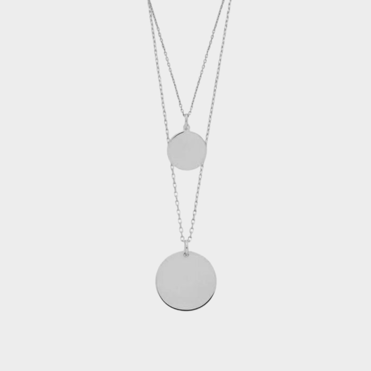 Duo de médailles sur chaînes longues argent