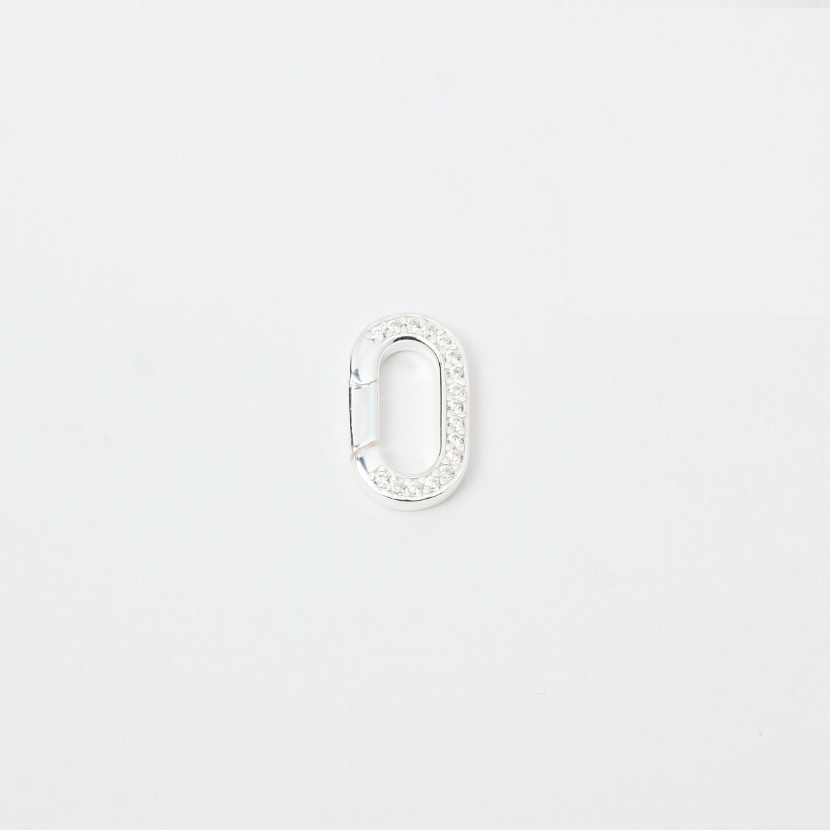 Fermoir Smile ovale et brillants mousqueton argent massif