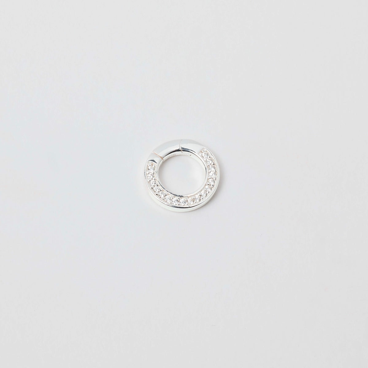 Fermoir Smile rond et brillants mousqueton argent massif