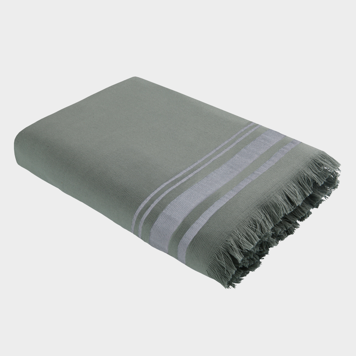 Fouta éponge vert céladon et grège