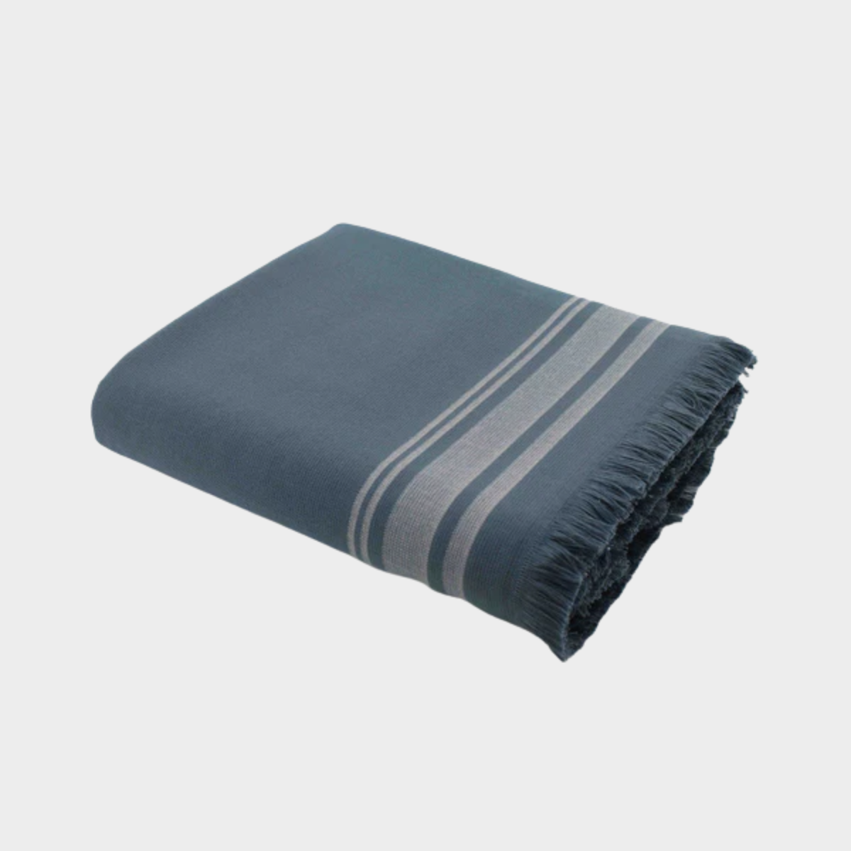 Fouta éponge bleu orage et grège