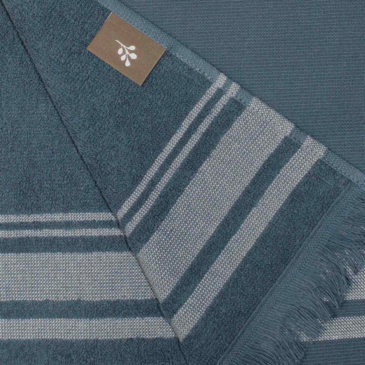 Fouta éponge bleu orage et grège