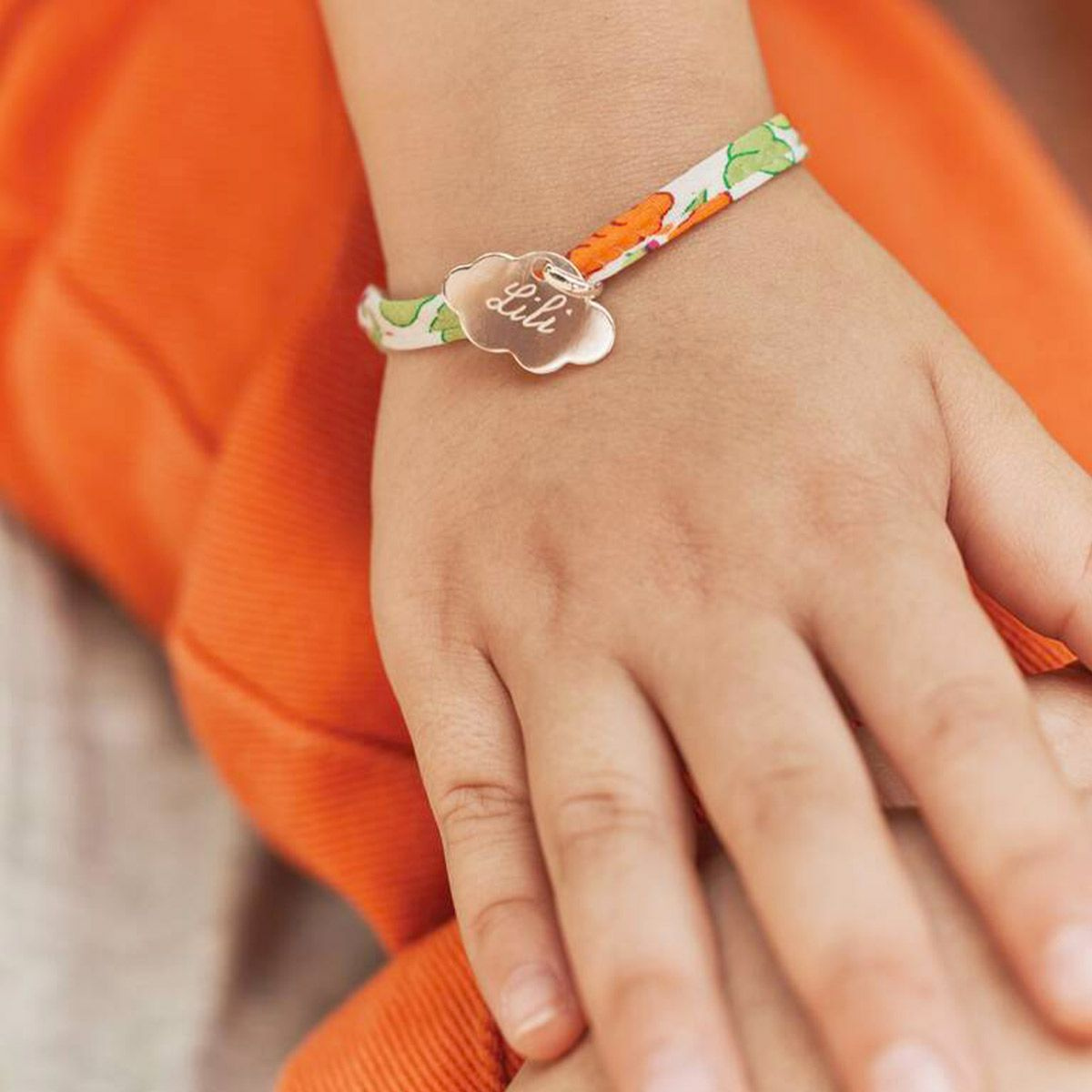Bracelet petit nuage argent sur cordon liberty