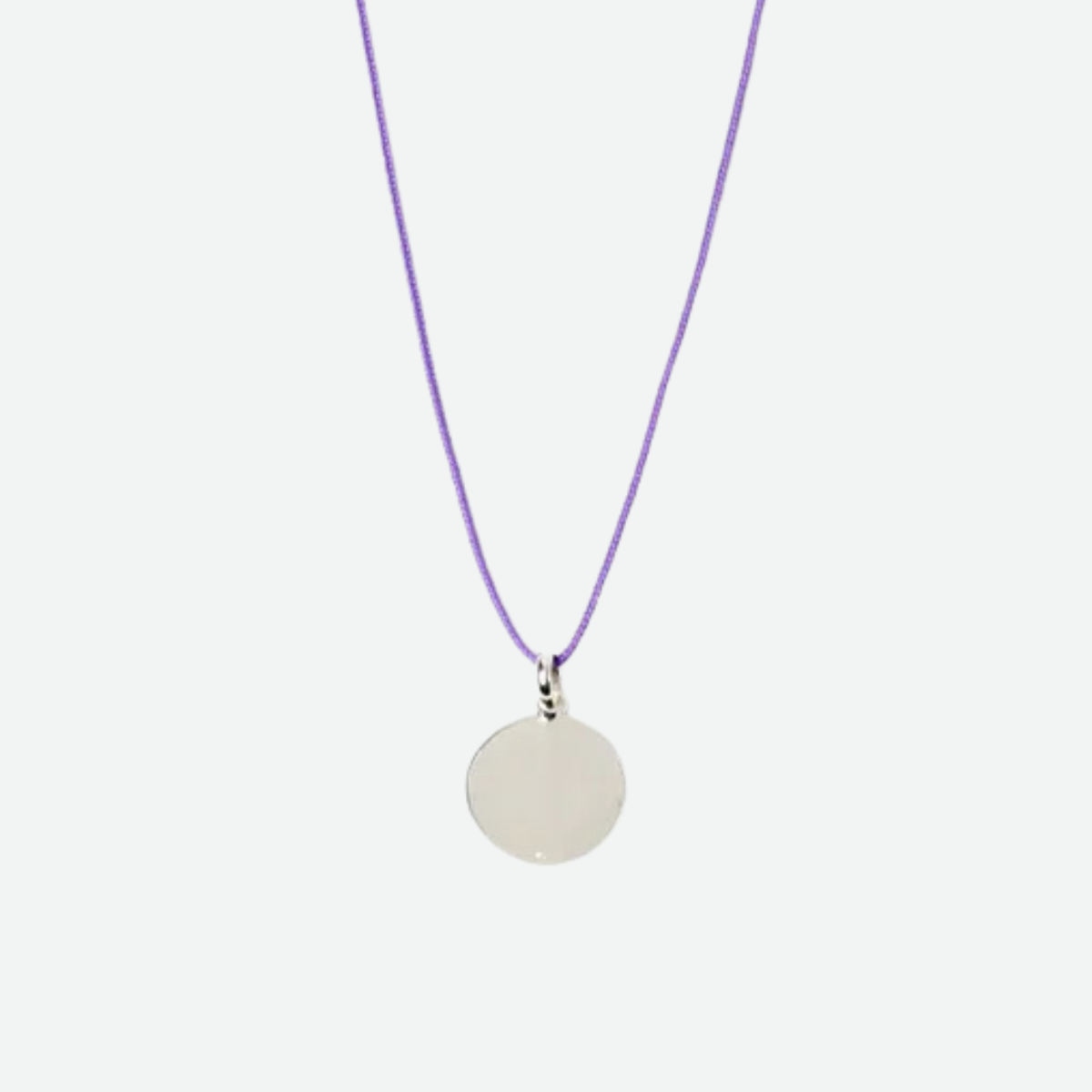 Collier 1 breloque sur lien coton argent