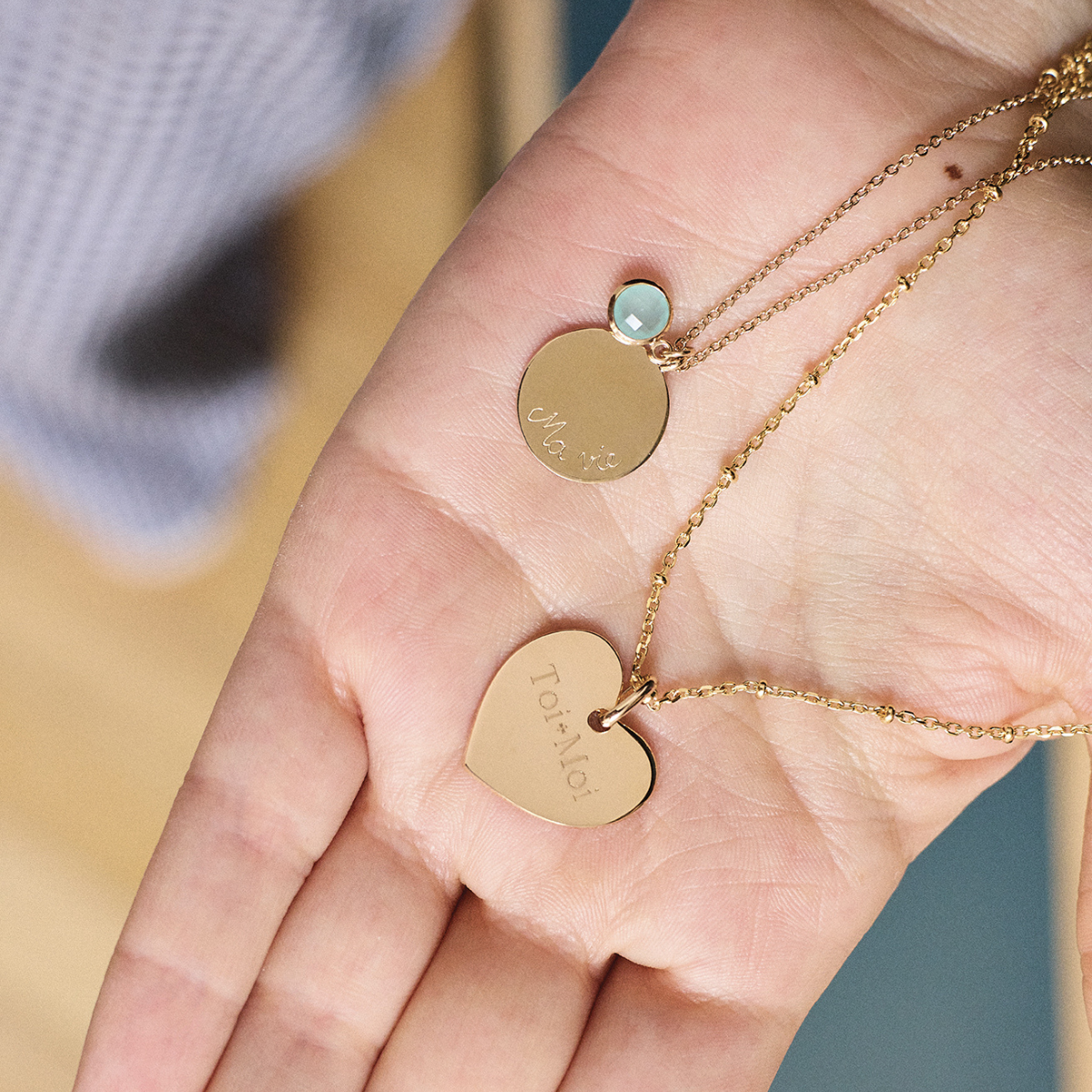 Collier cœur sur chaîne plaqué or