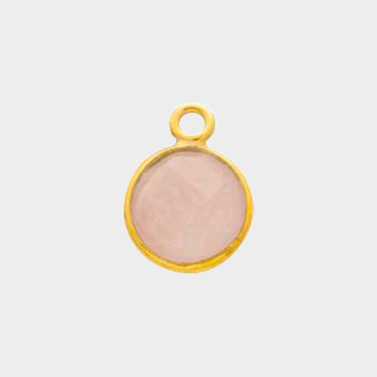 Pierre ronde sertie 1 cm Facettée Plaqué Or Quartz rose