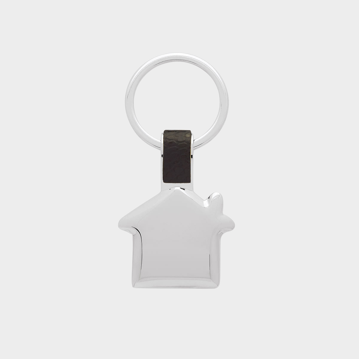 Porte-clés acier et cuir maison noire