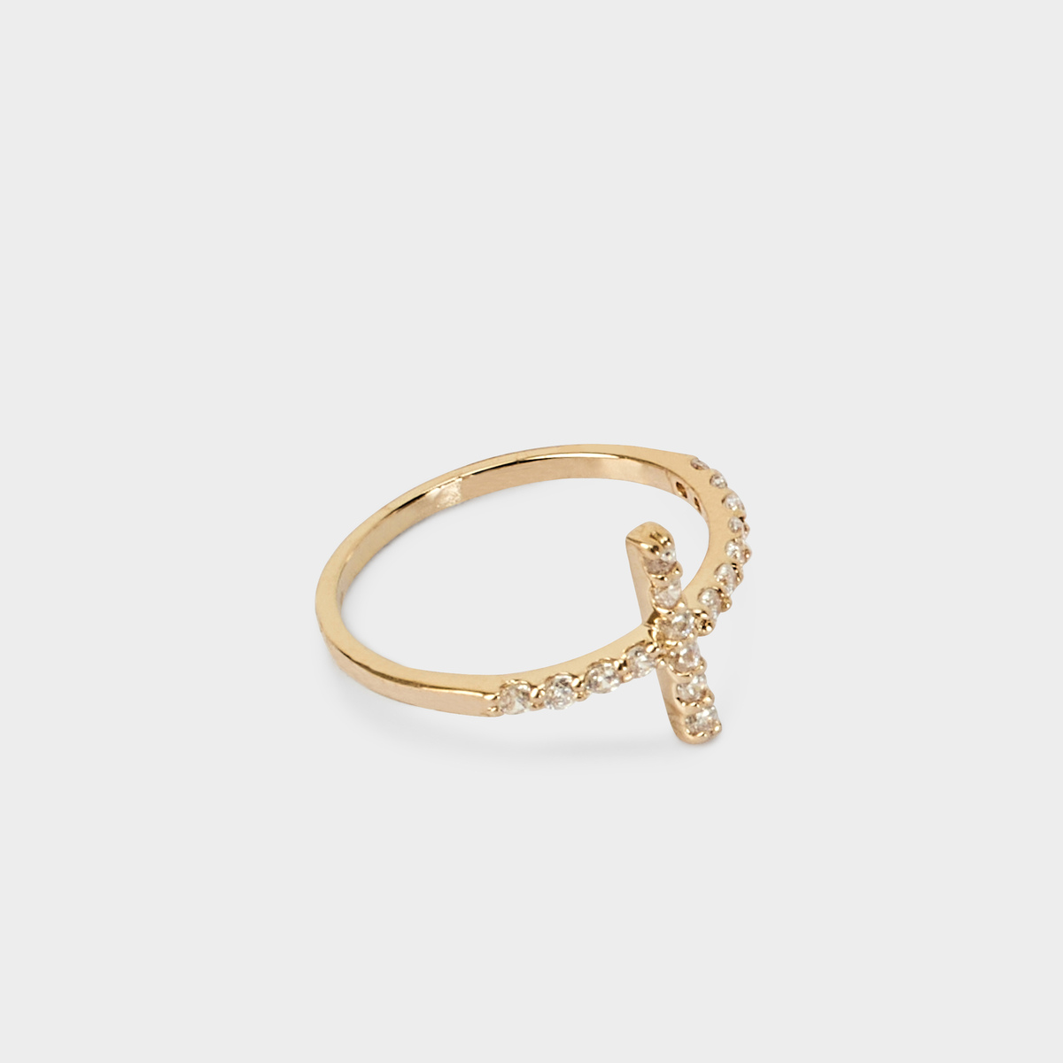 Bague croix pavée plaqué or