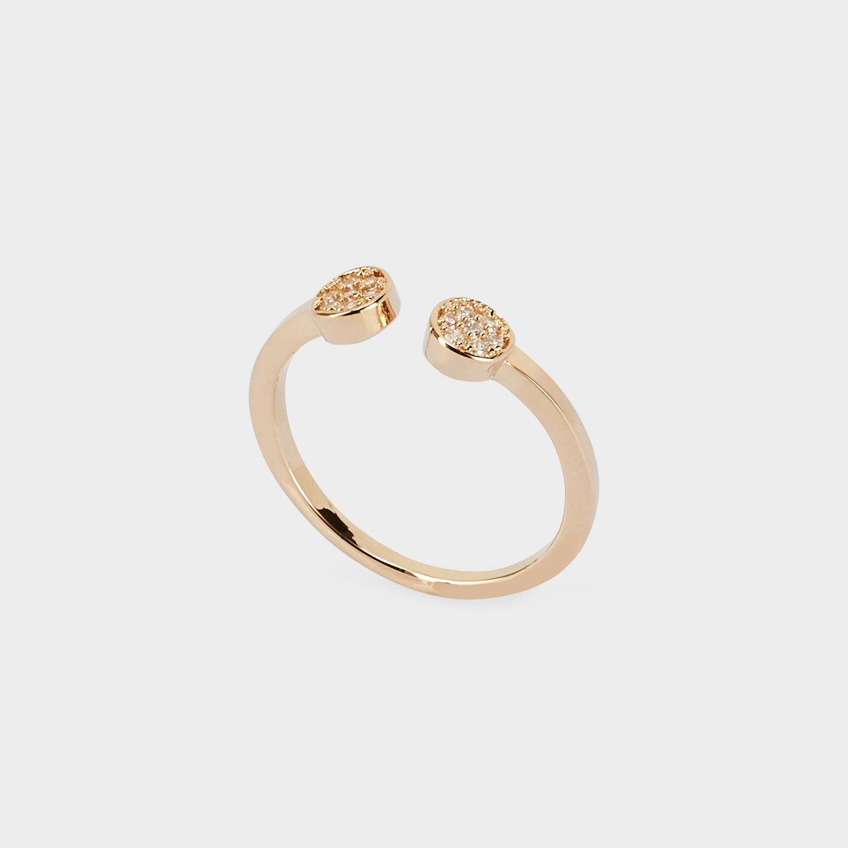 Bague duo pavé ajustable plaqué or