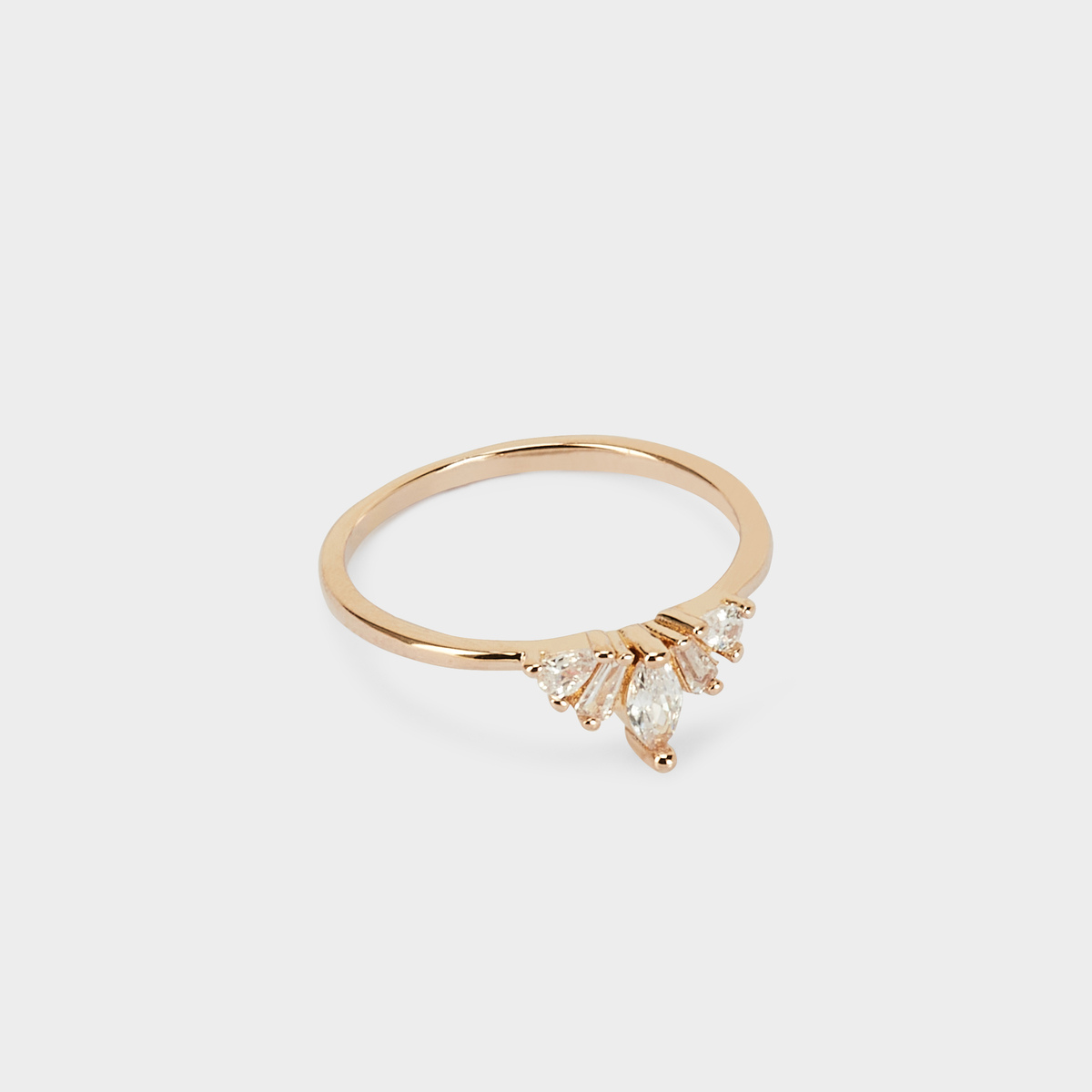 Bague éventail pavée plaqué or