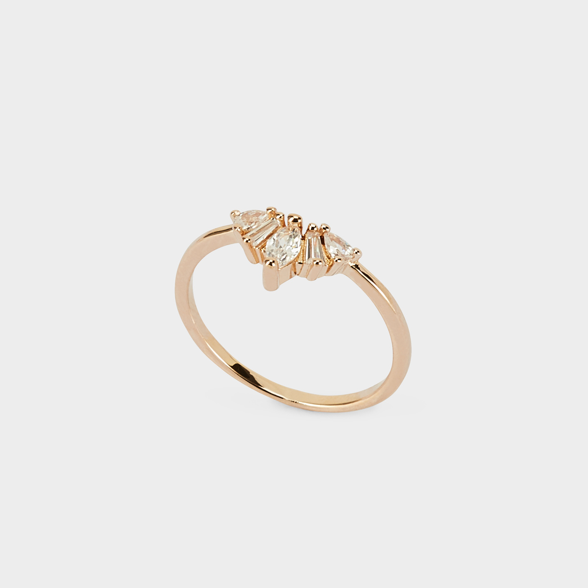 Bague éventail pavée plaqué or