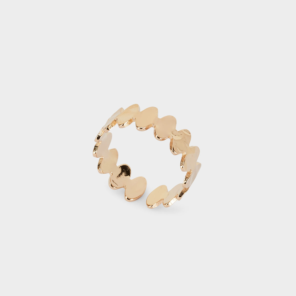 Bague pastilles martelées ajustable plaqué or