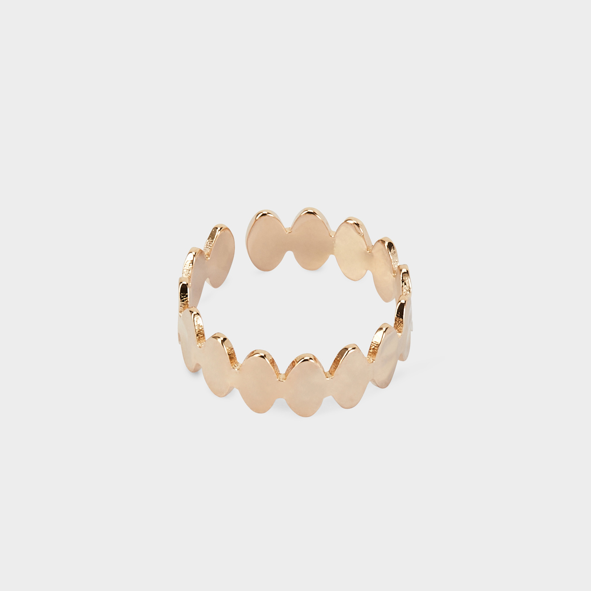 Bague pastilles martelées ajustable plaqué or
