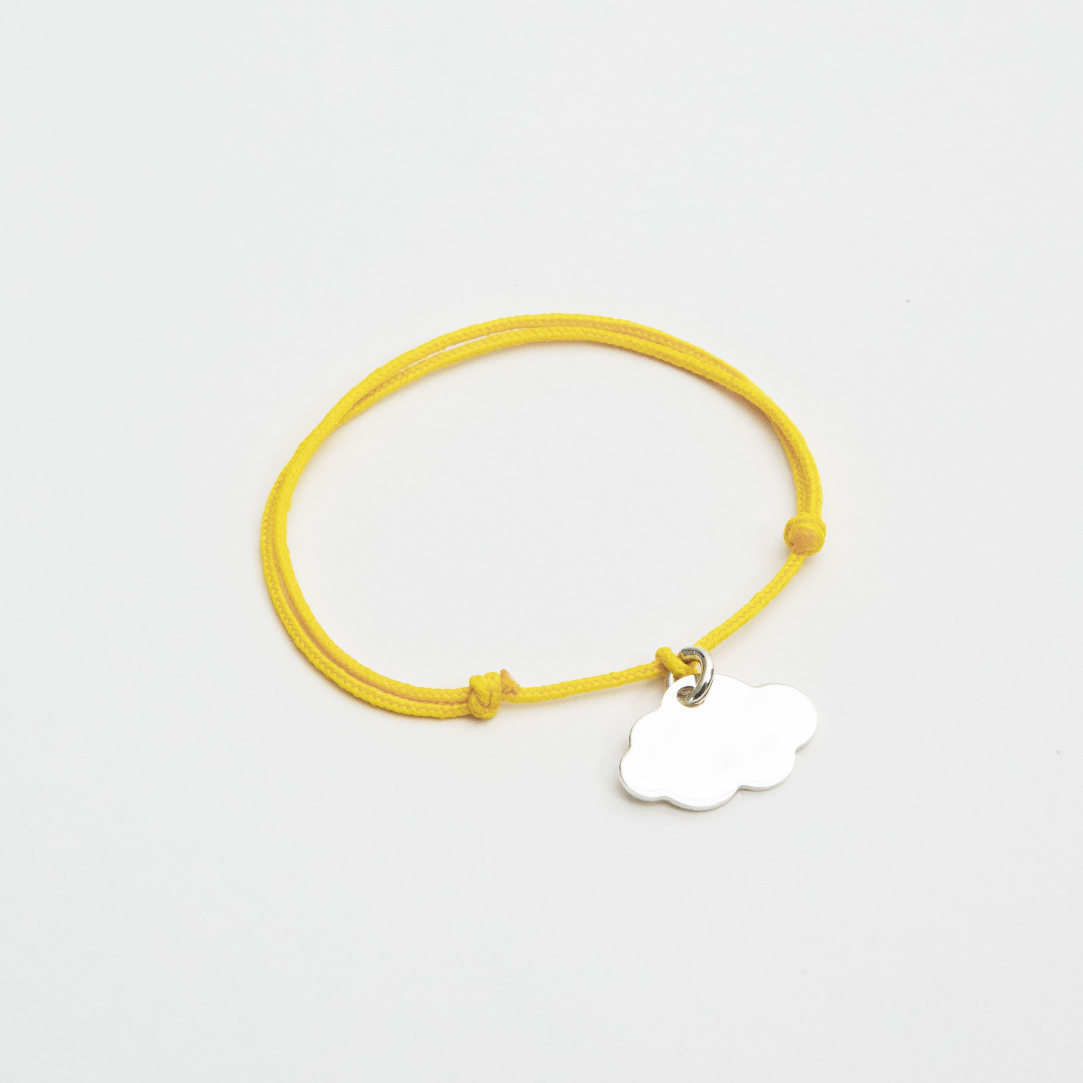 Bracelet petit nuage sur double lien coton argent