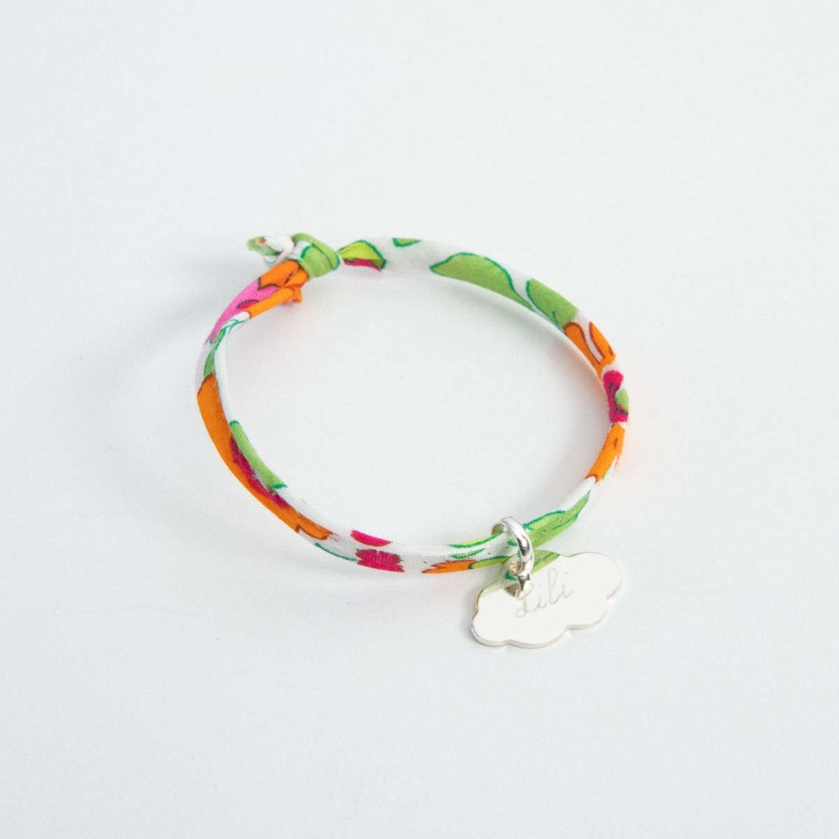 Bracelet petit nuage argent sur cordon liberty