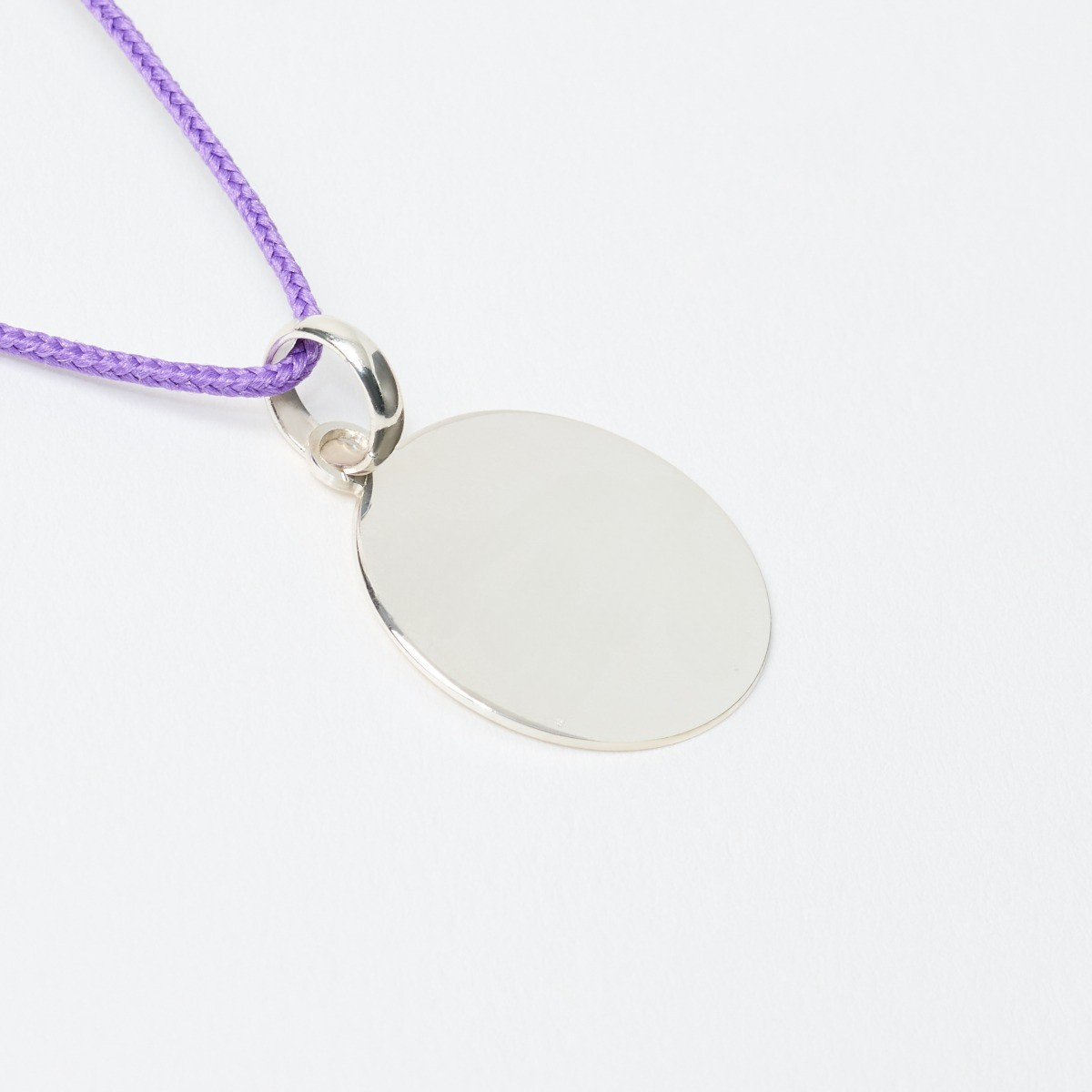 Collier 1 breloque sur lien coton argent