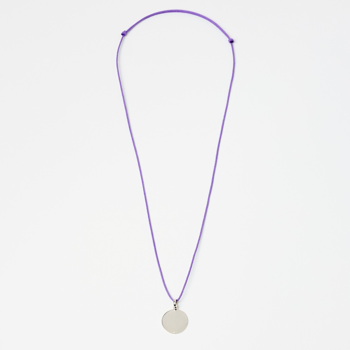 Collier 1 breloque sur lien coton argent