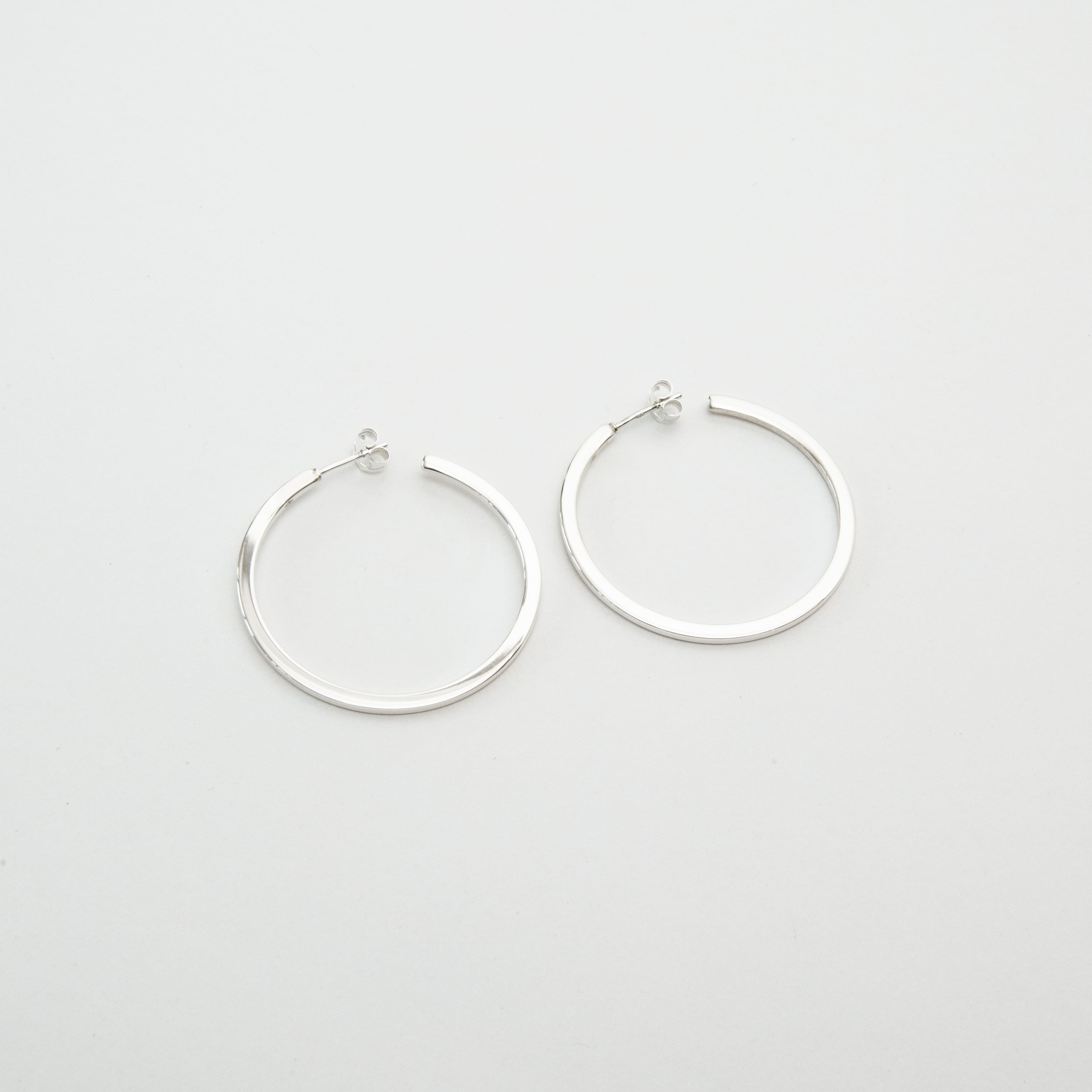 Créoles plates argent 3,4 cm