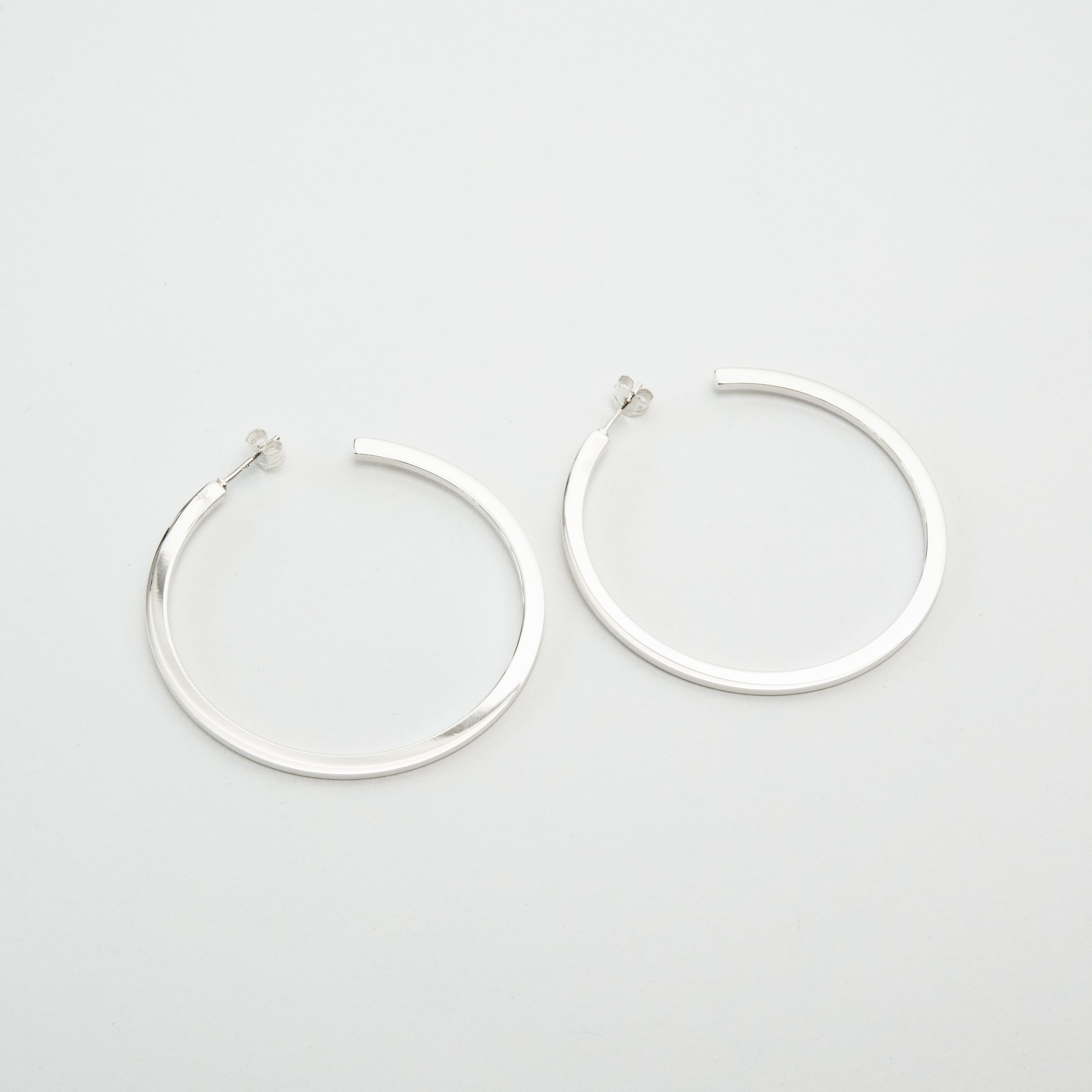 Créoles plates argent 4,5 cm