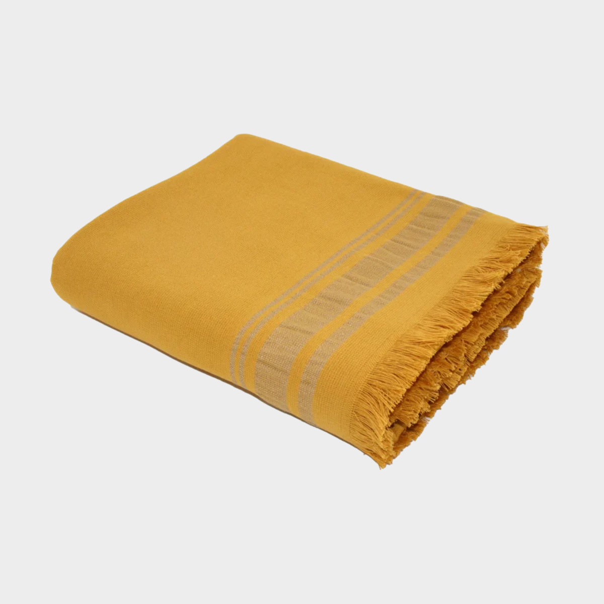 Fouta éponge moutarde et grège
