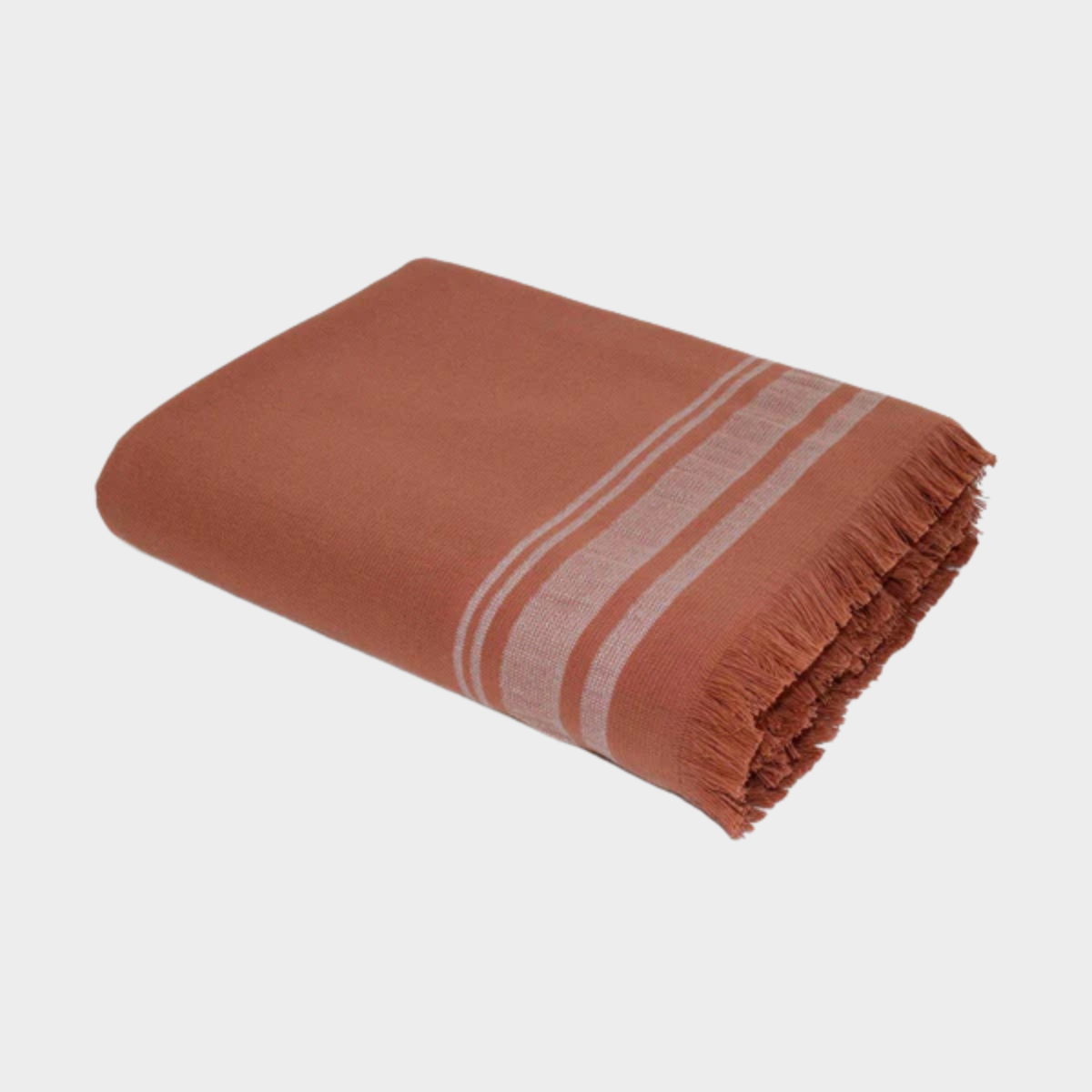 Fouta éponge rose argile et grège
