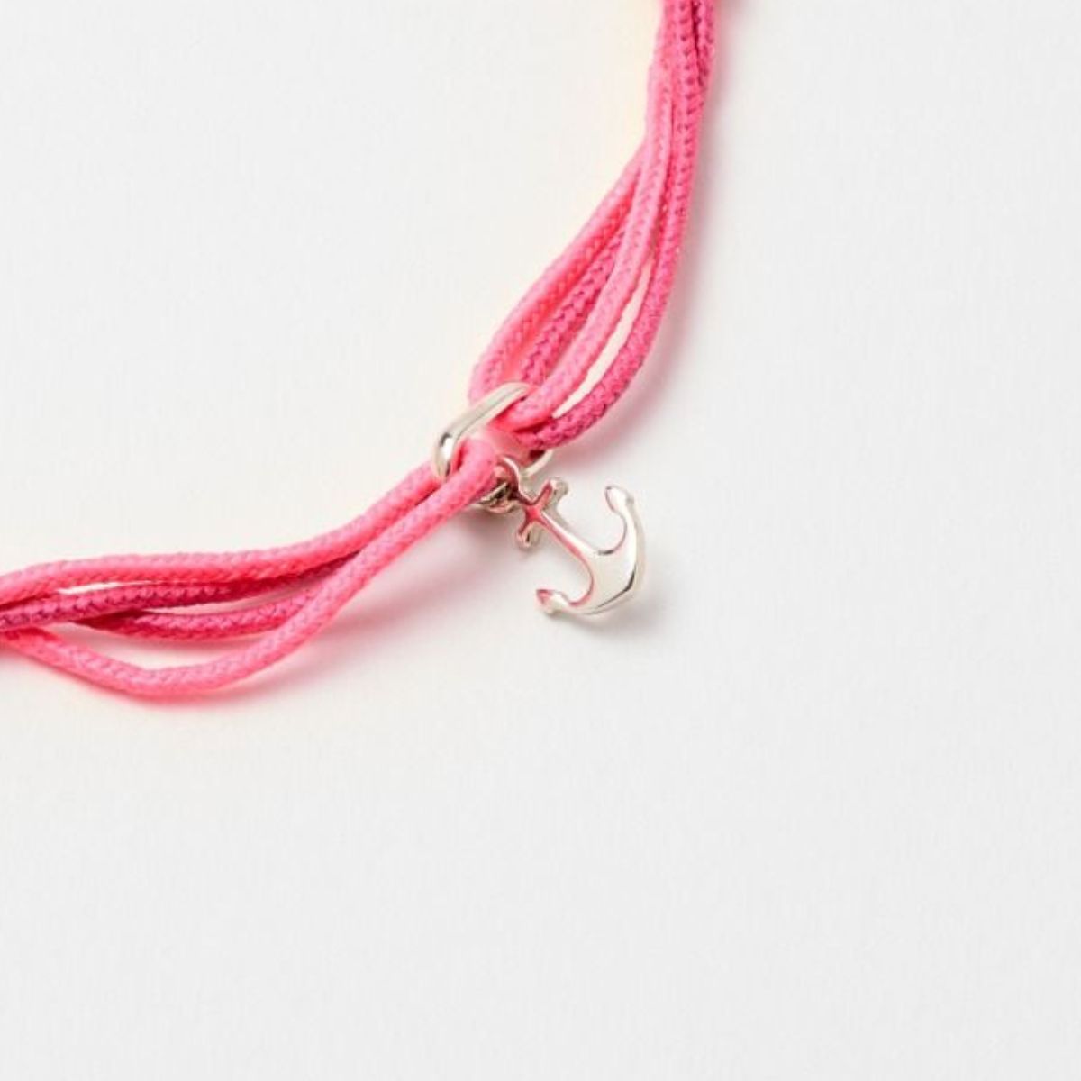 Bracelet gris-gris mini ancre sur double lien coton argent
