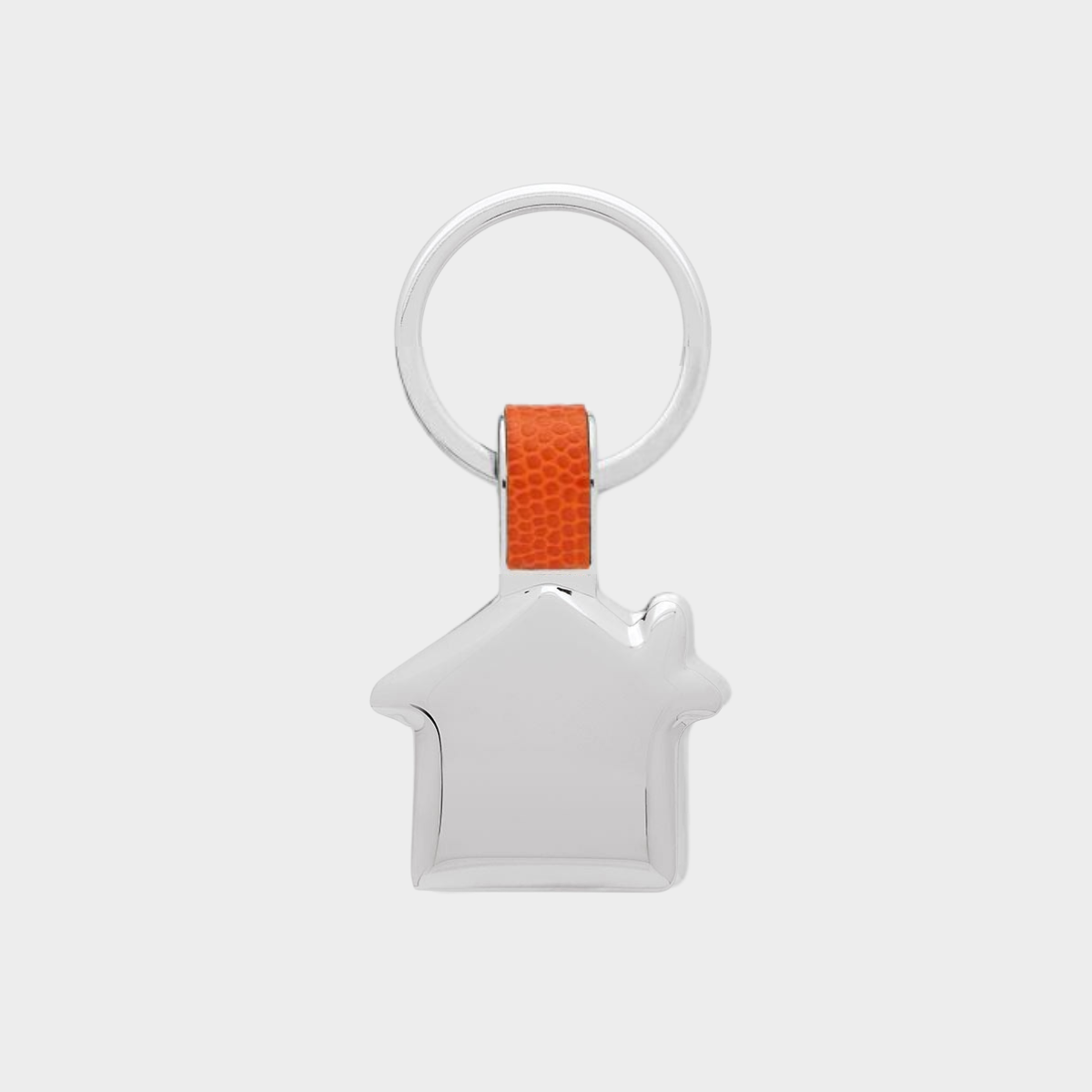 Porte-clés acier et cuir maison orange