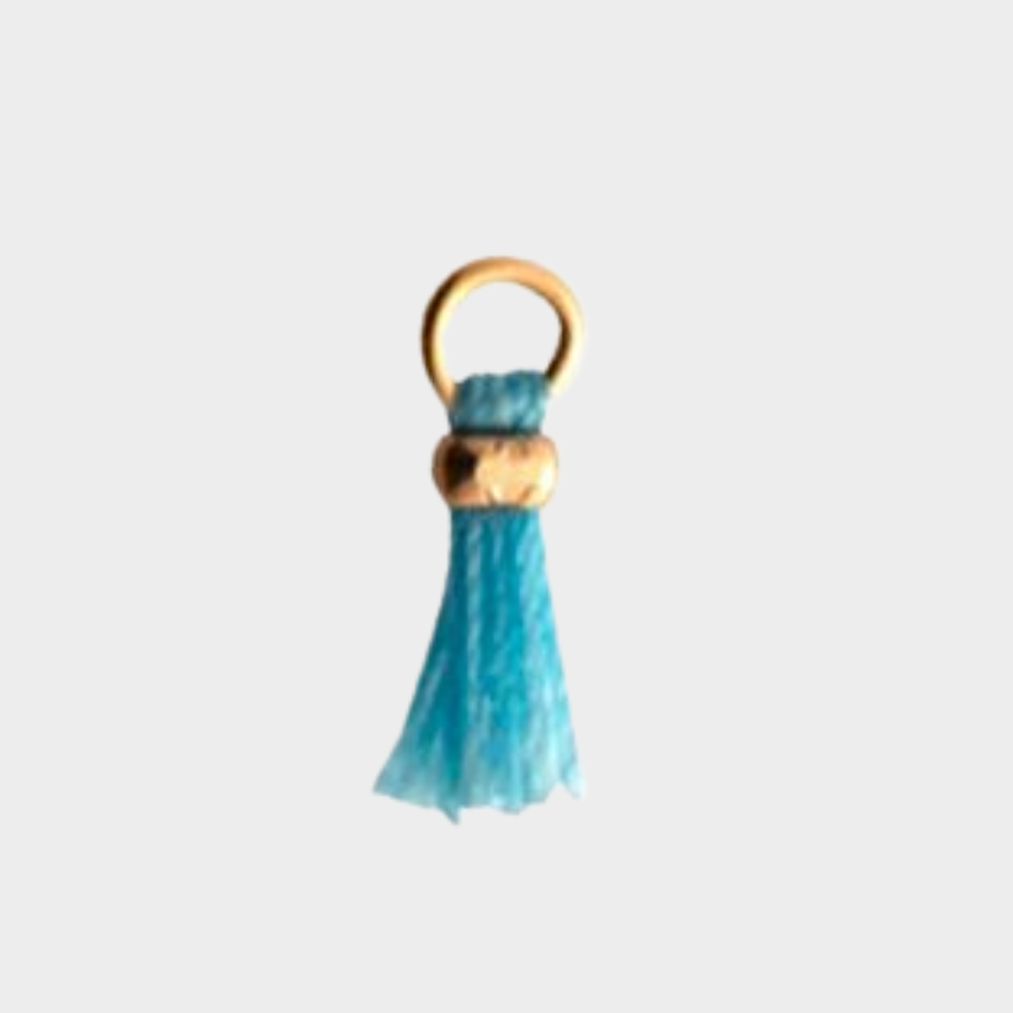 Mini pompon plaqué or bleu ciel