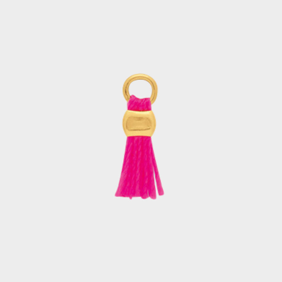 Mini pompon plaqué or Rose fluo